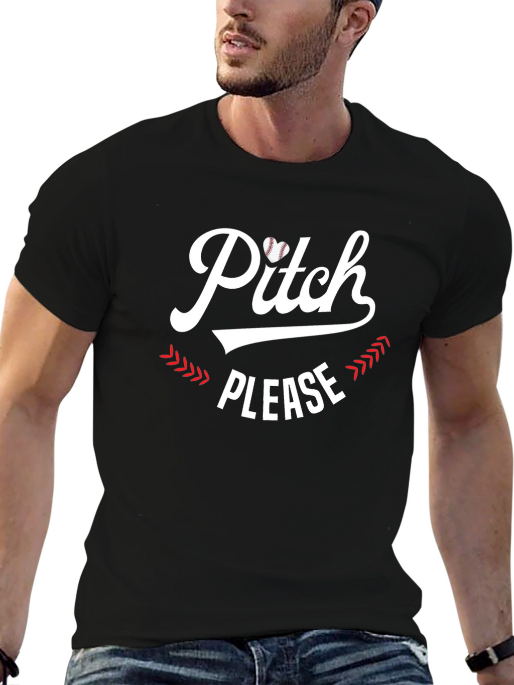 Pitch Please Baseball Heart Graphic Tee