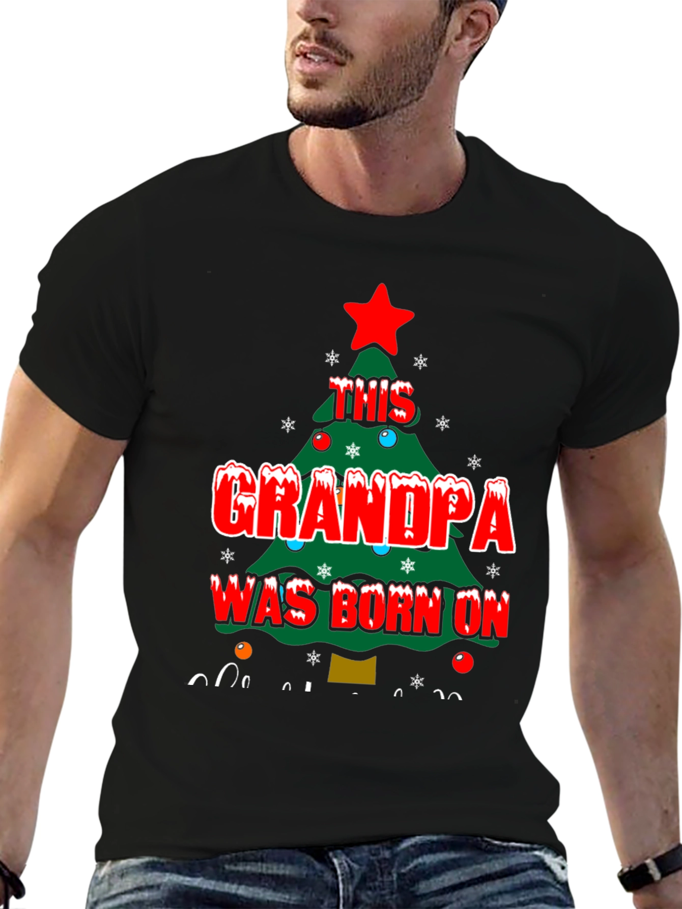 Grandpa Born On Christmas T-Shirt