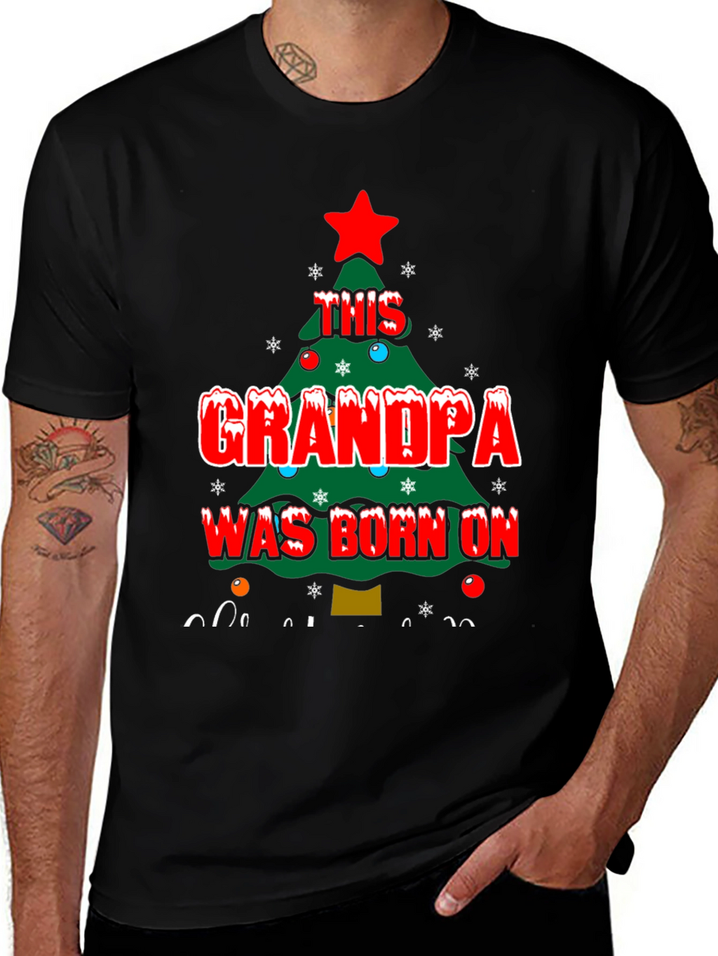 Grandpa Born On Christmas T-Shirt