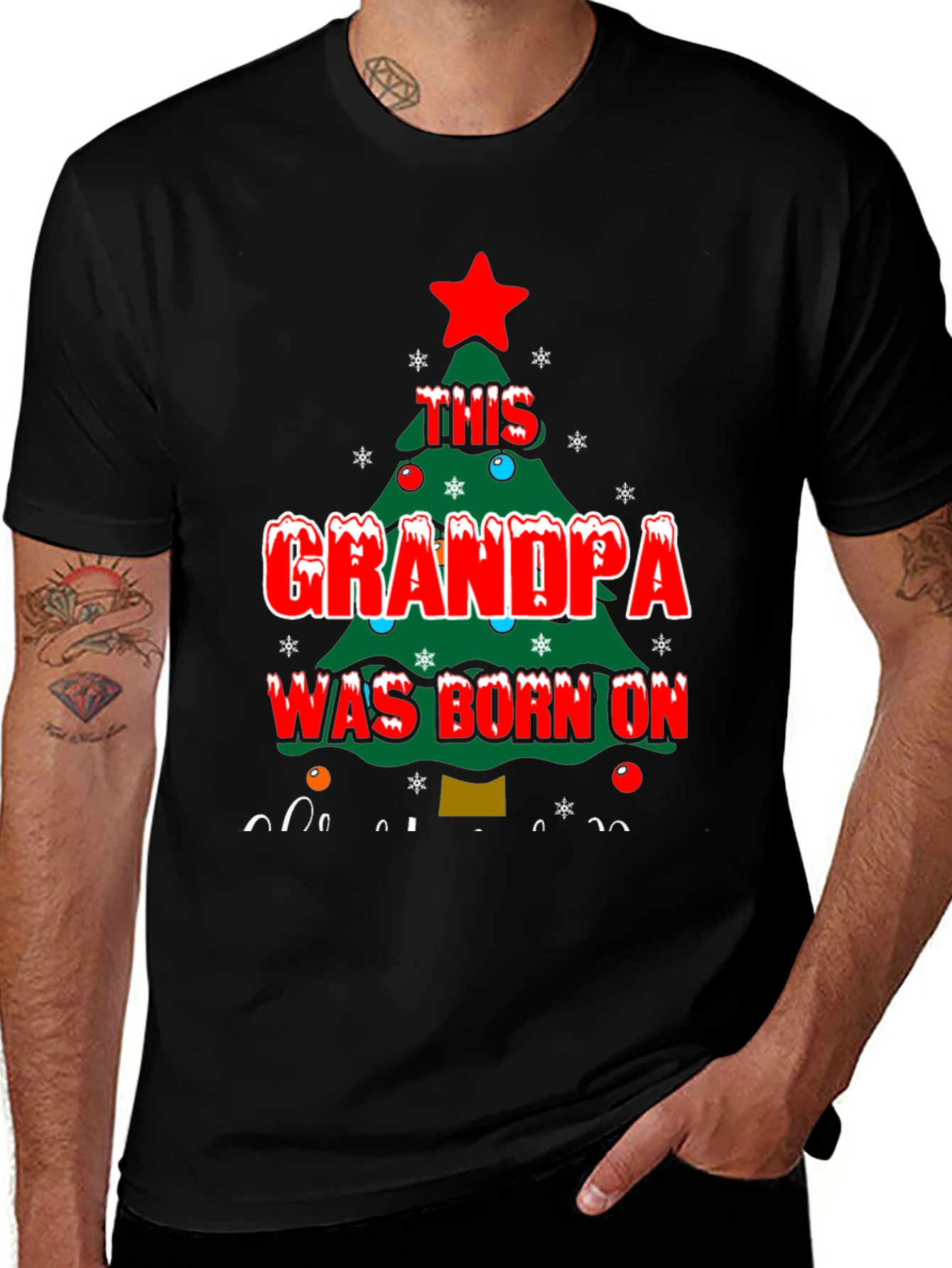 Grandpa Born On Christmas T-Shirt