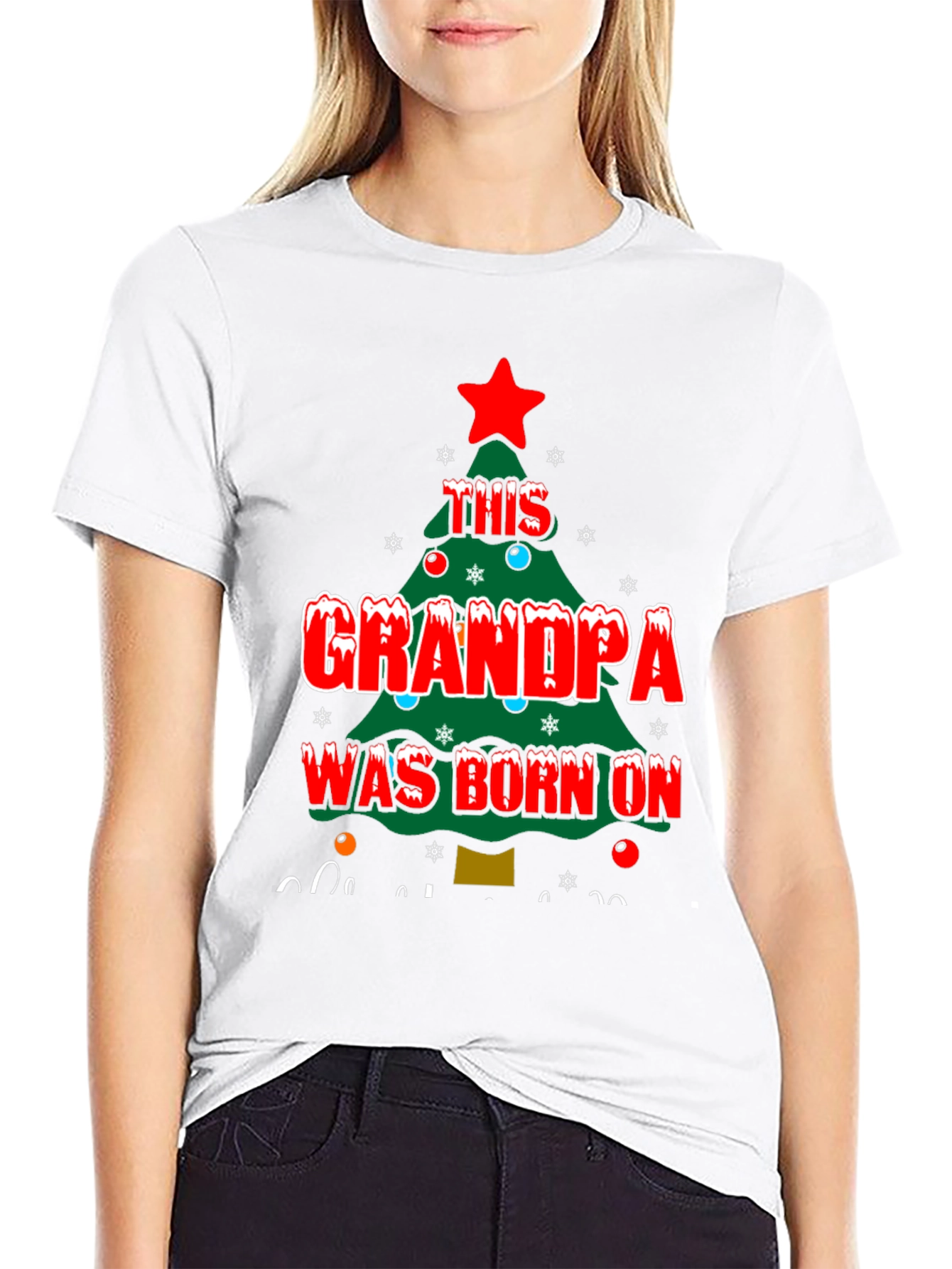 Grandpa Born On Christmas T-Shirt