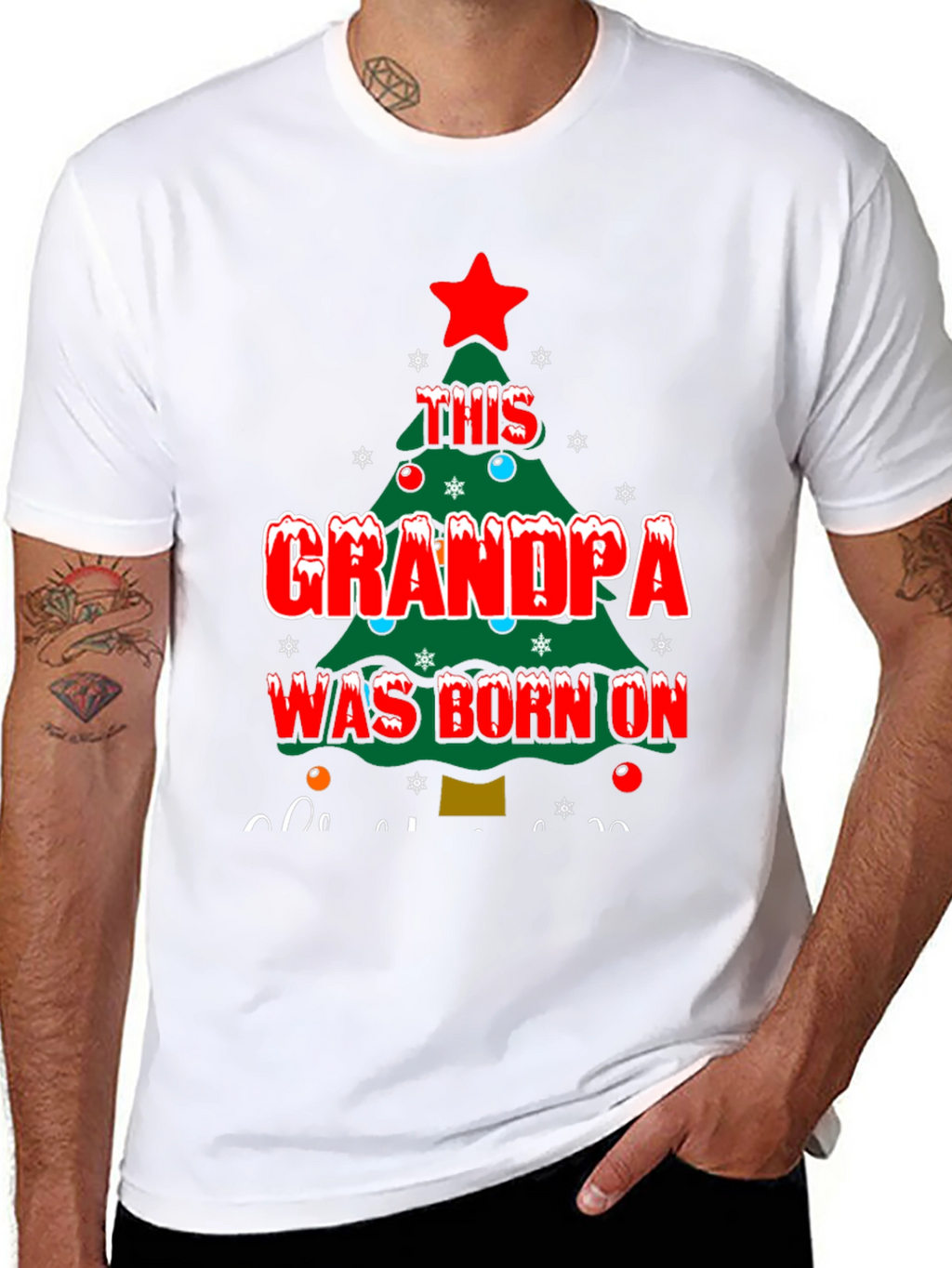 Grandpa Born On Christmas T-Shirt
