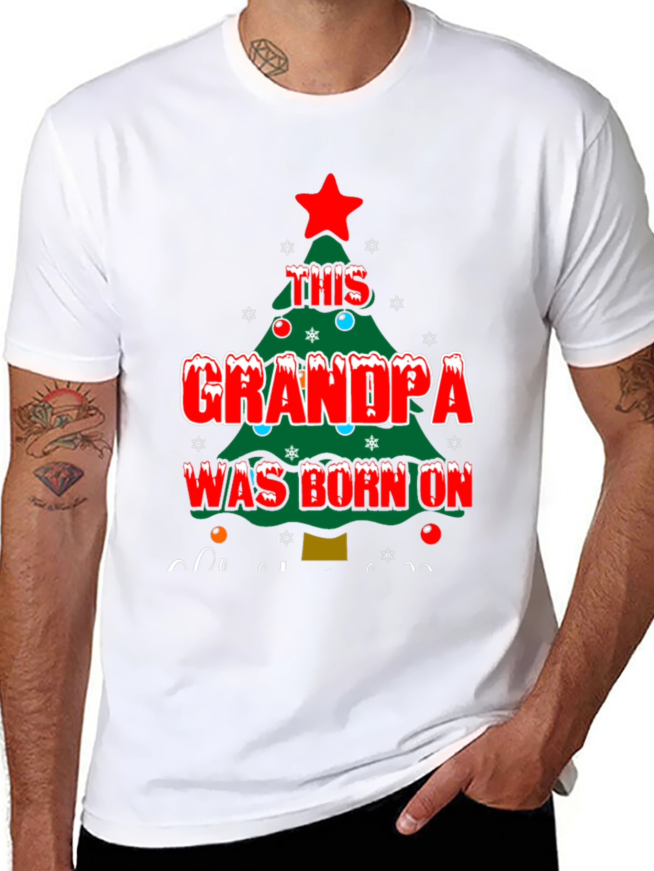 Grandpa Born On Christmas T-Shirt