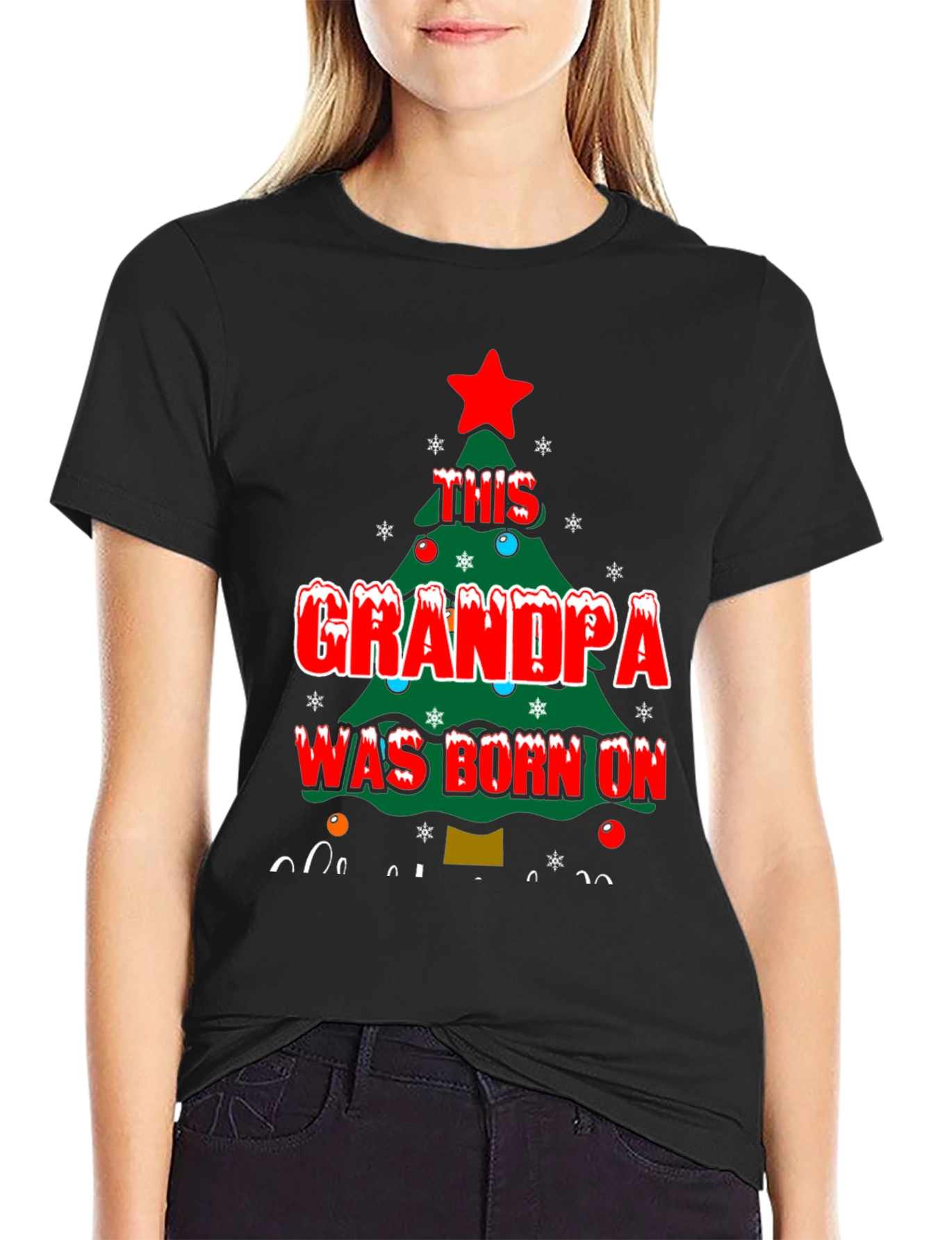 Grandpa Born On Christmas T-Shirt
