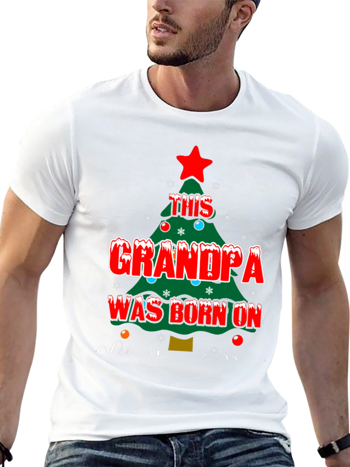 Grandpa Born On Christmas T-Shirt
