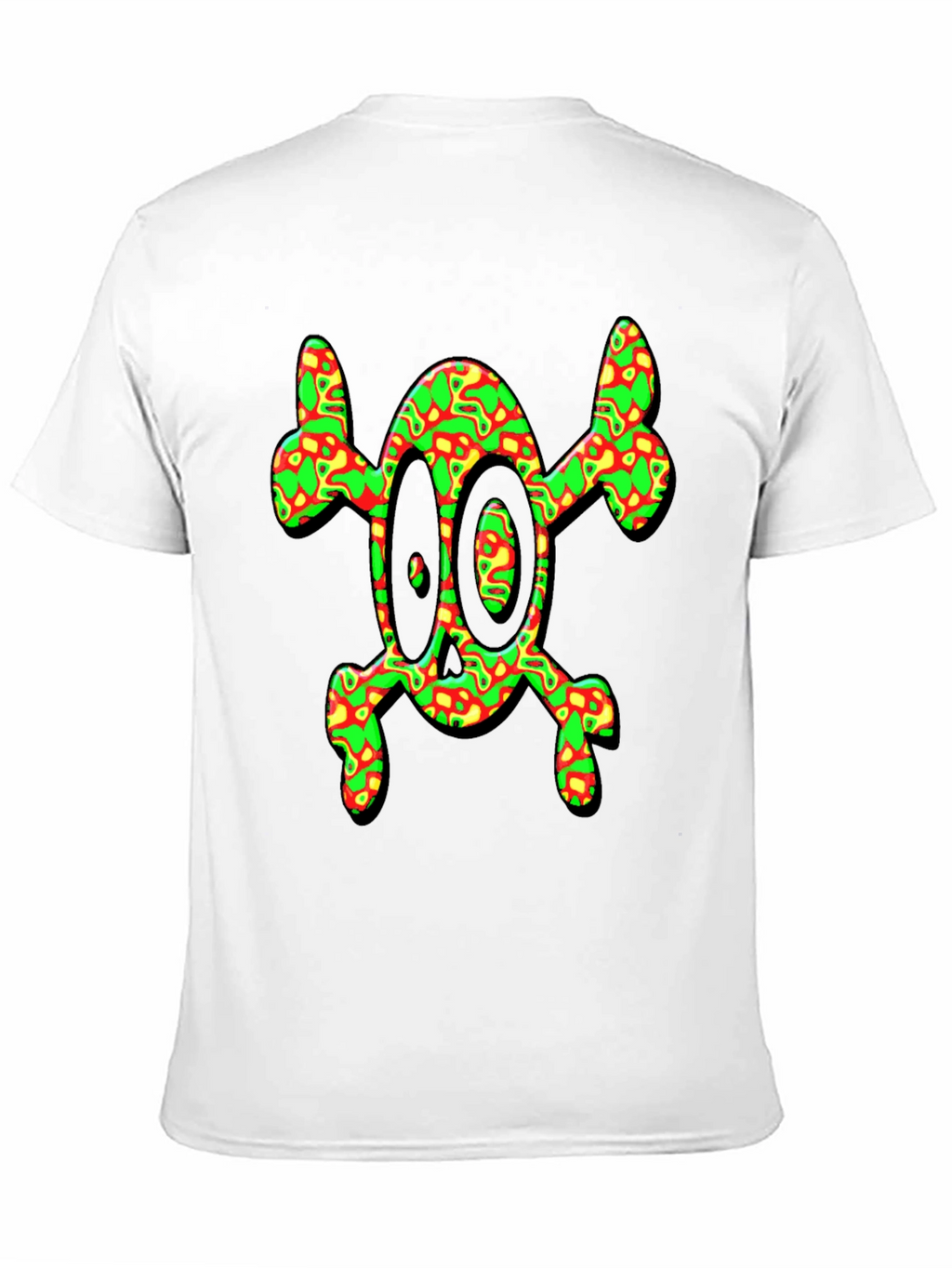 Psychedelic Skull & Crossbones Graphic Tee - Black