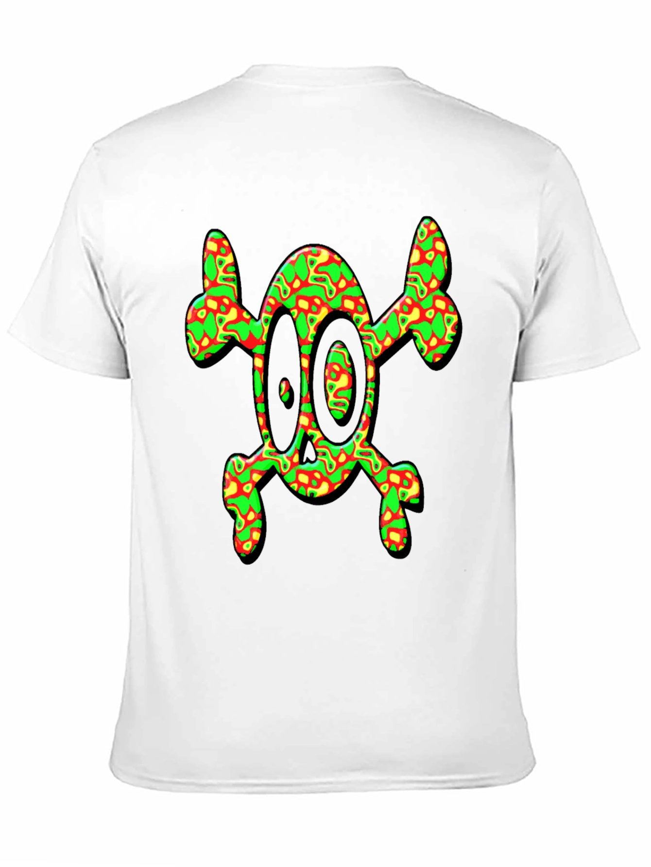Psychedelic Skull & Crossbones Graphic Tee - Black