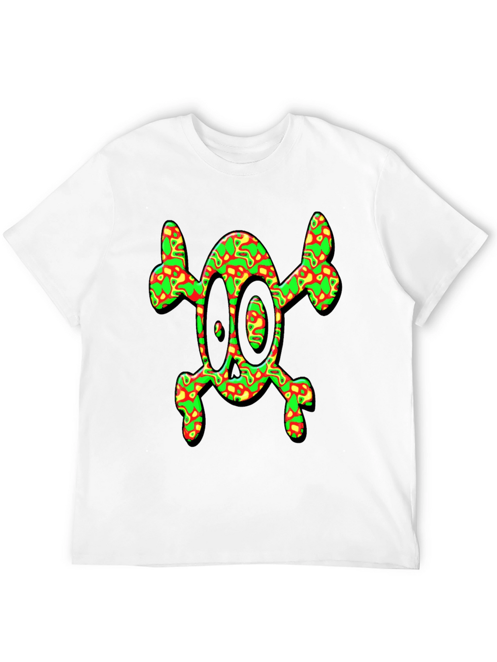 Psychedelic Skull & Crossbones Graphic Tee - Black