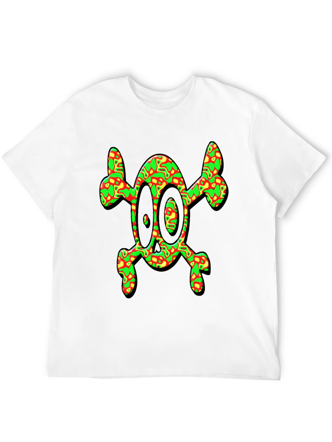 Psychedelic Skull & Crossbones Graphic Tee - Black