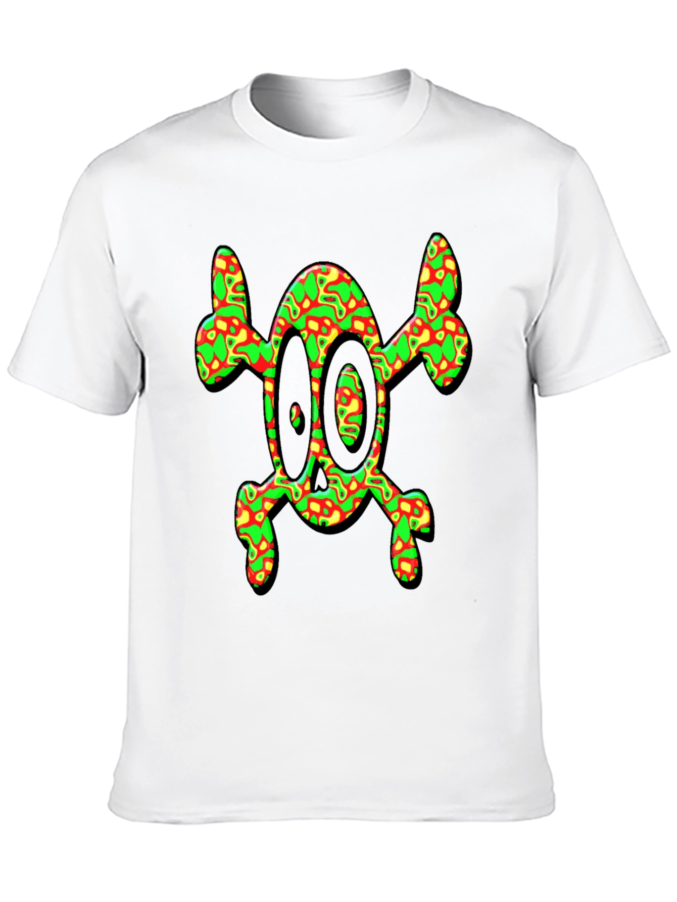 Psychedelic Skull & Crossbones Graphic Tee - Black
