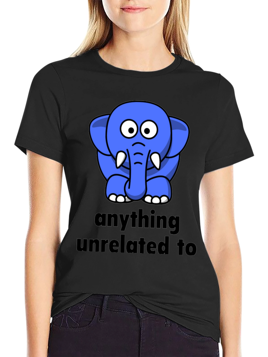 Funny Elephant Graphic Black T-Shirt