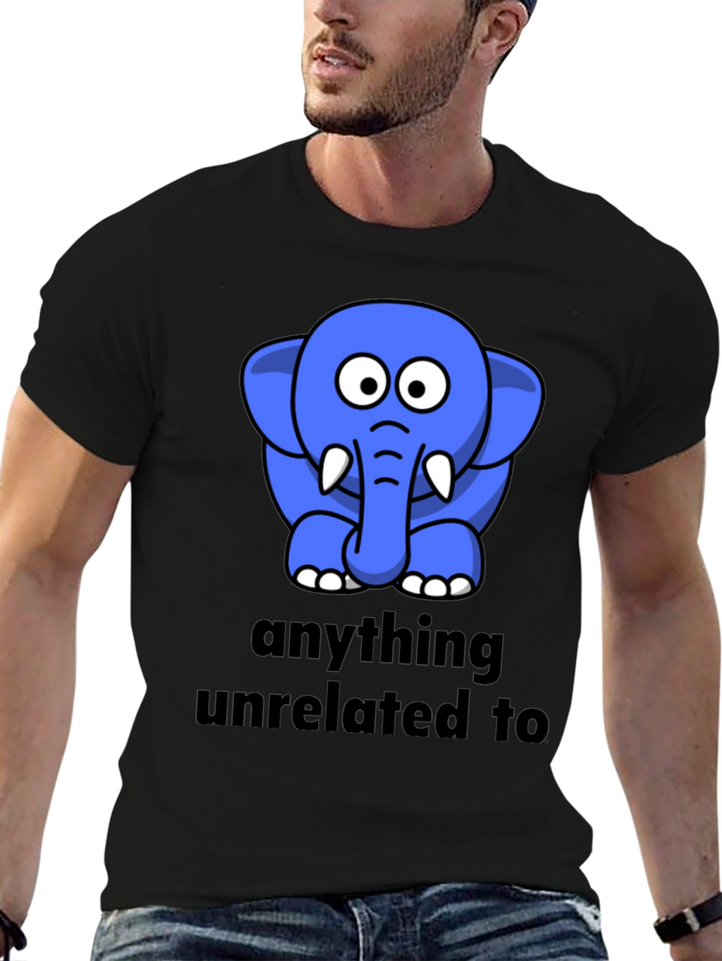 Funny Elephant Graphic Black T-Shirt