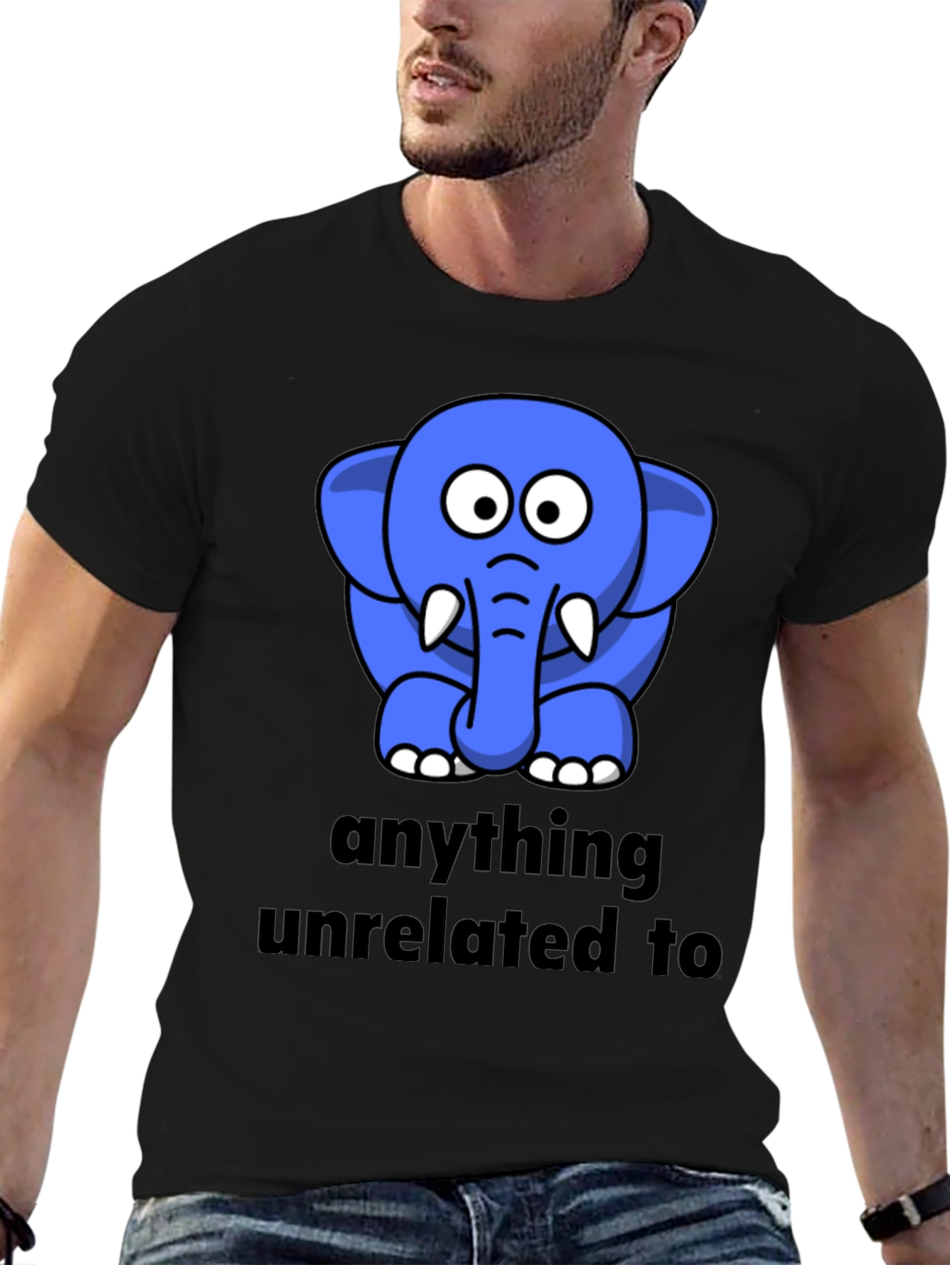 Funny Elephant Graphic Black T-Shirt