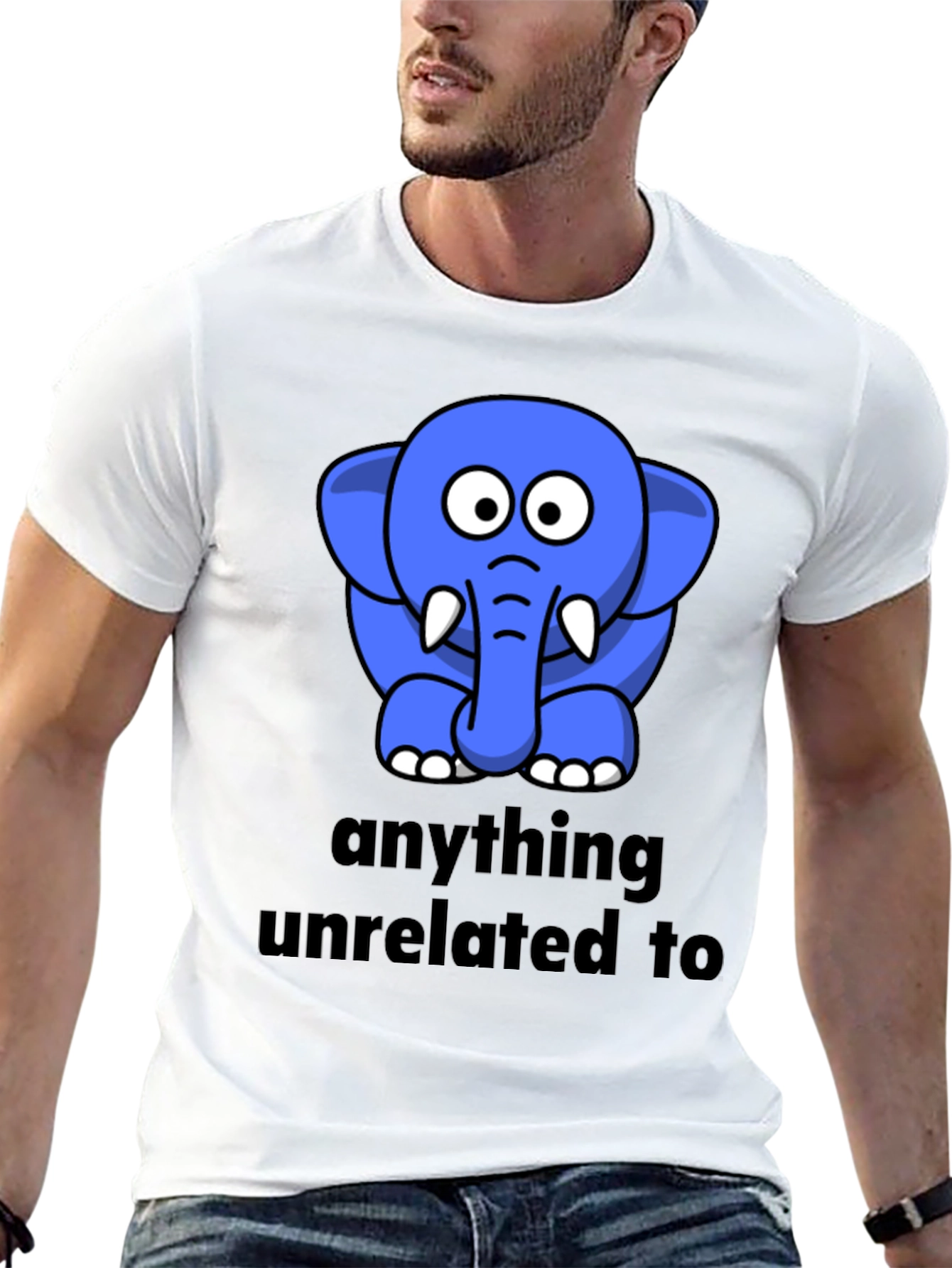 Funny Elephant Graphic Black T-Shirt