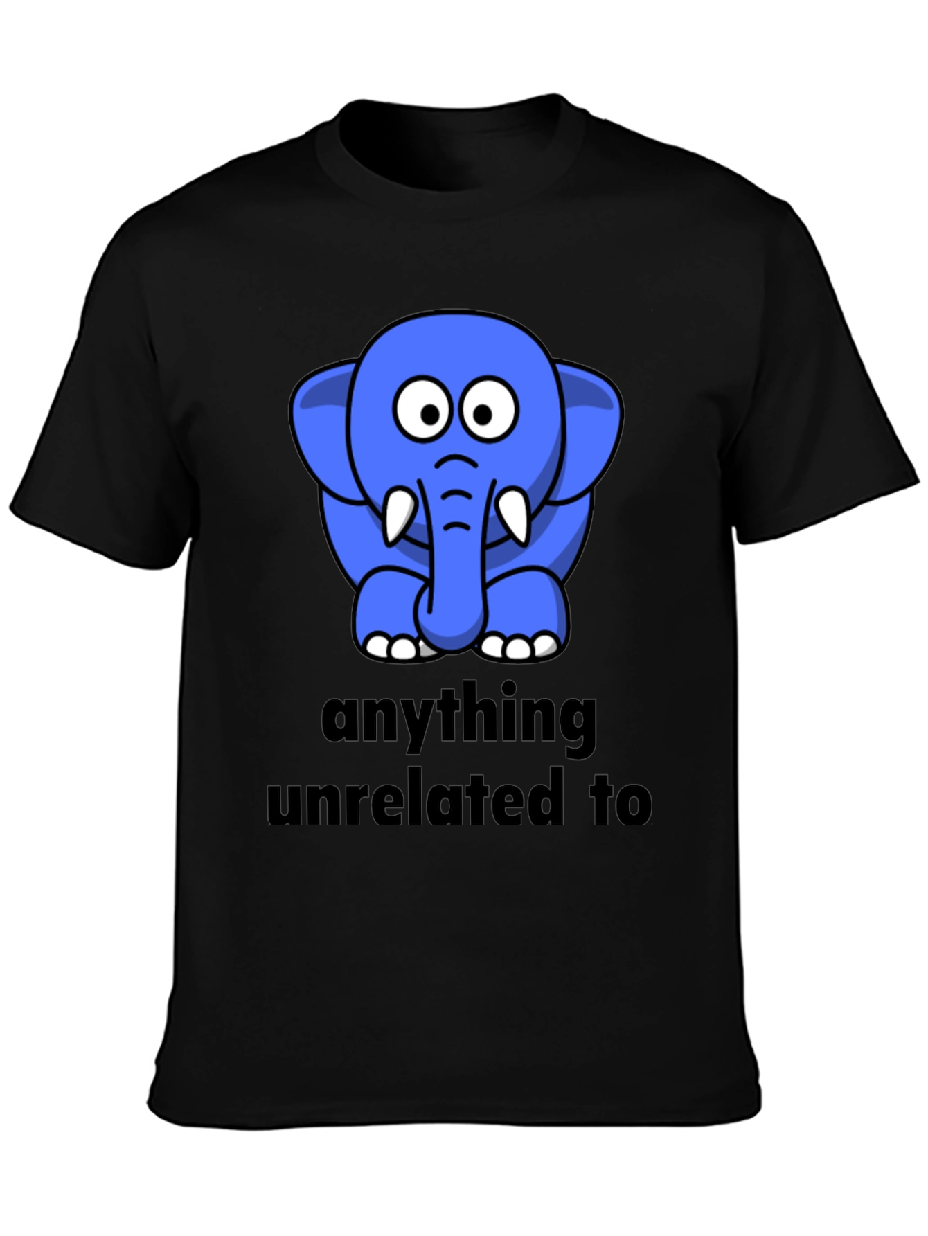 Funny Elephant Graphic Black T-Shirt