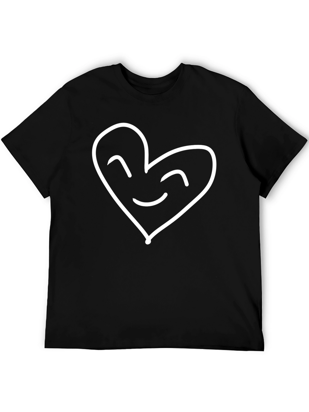 Heart Face Graphic Tee - Black Cotton Blend T-Shirt