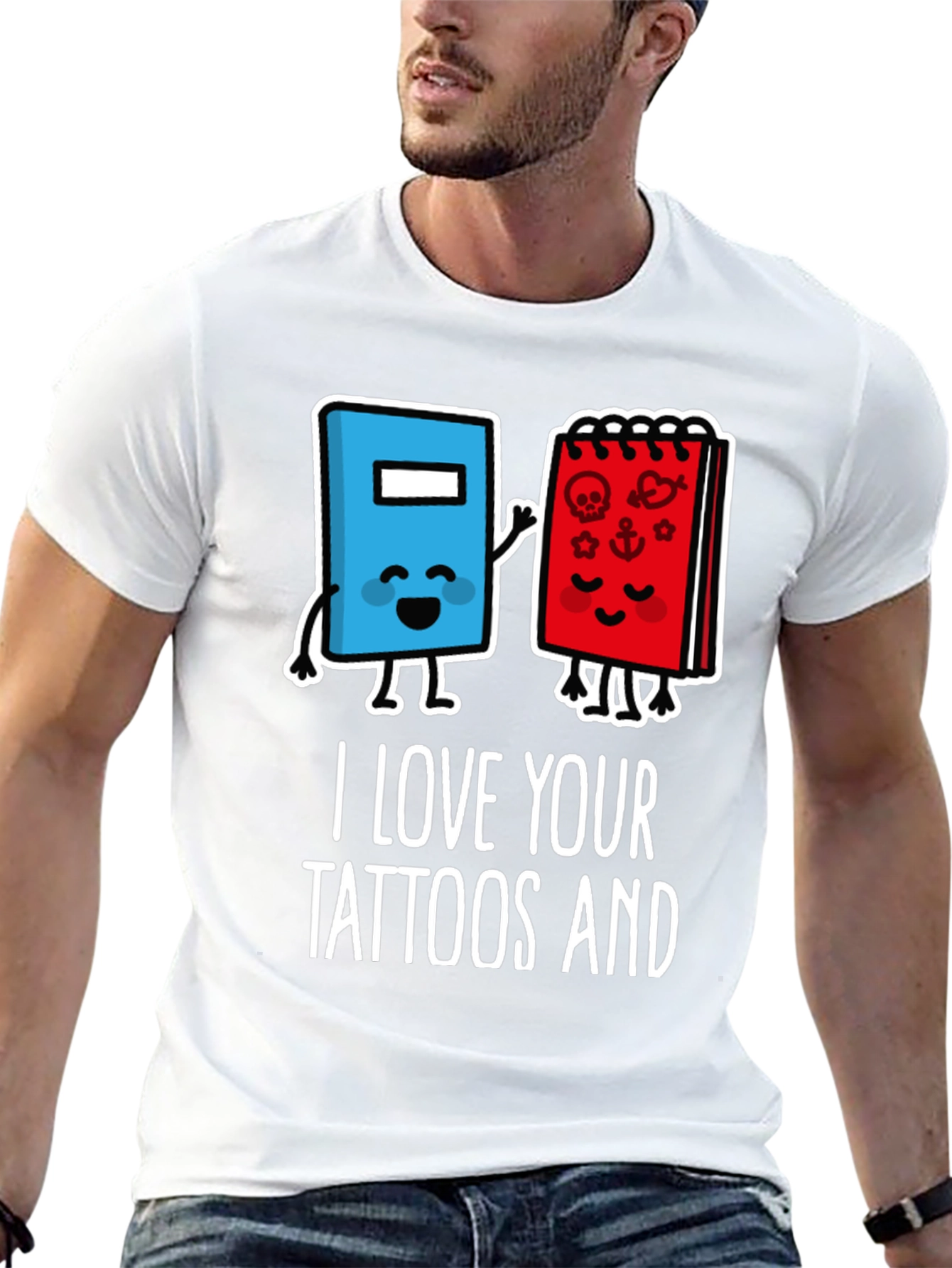 I Love Your Tattoos and Books Black T-Shirt