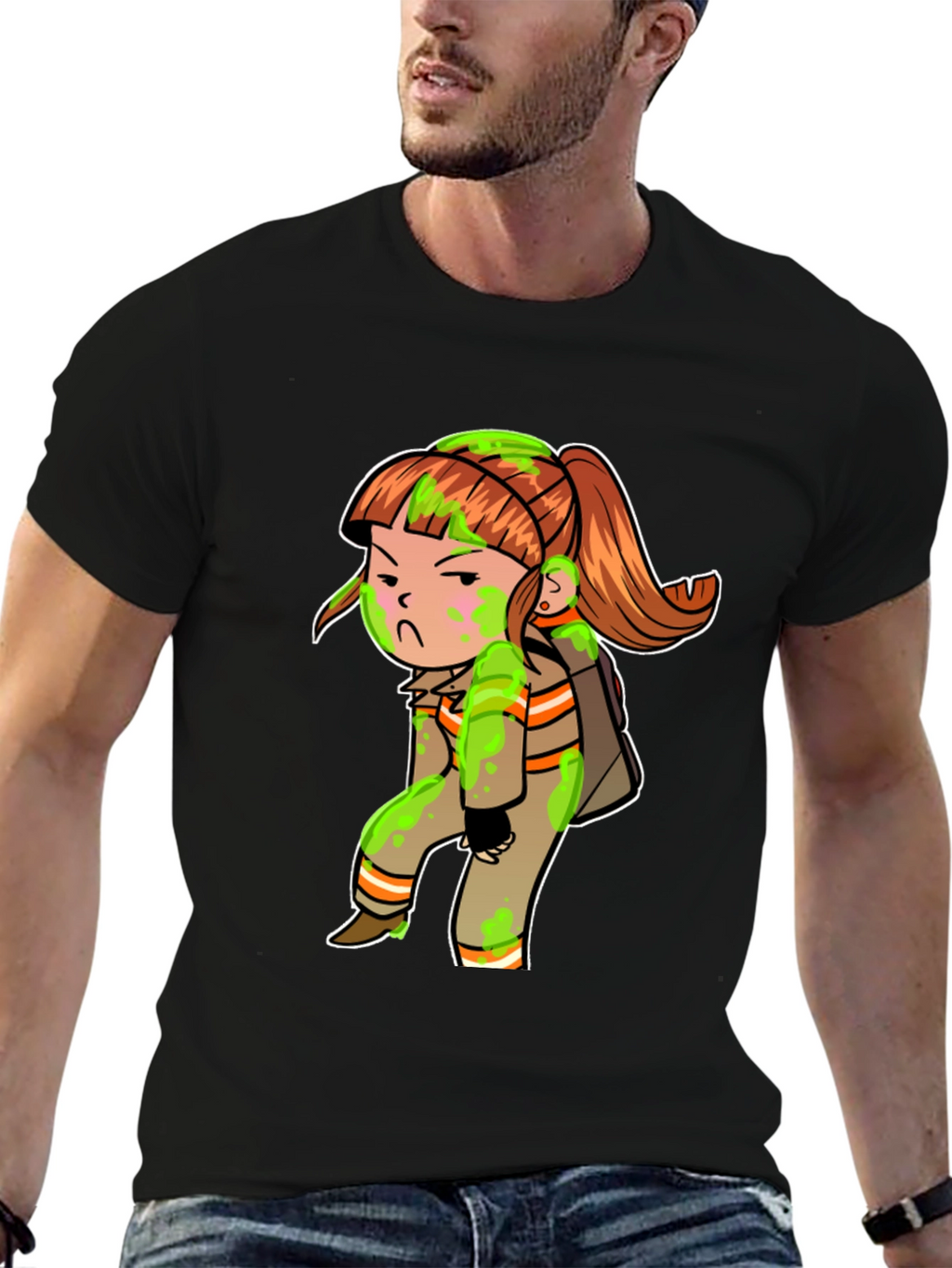 Cartoon Girl Black T-Shirt