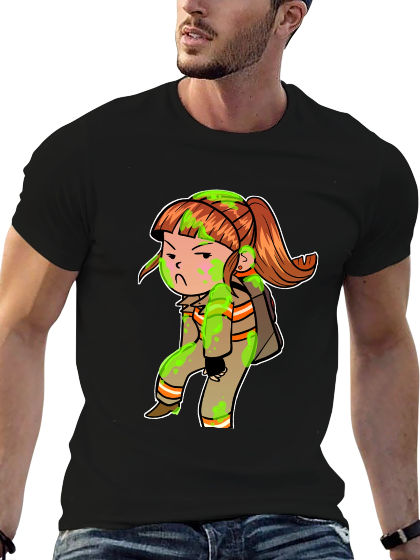 Cartoon Girl Black T-Shirt