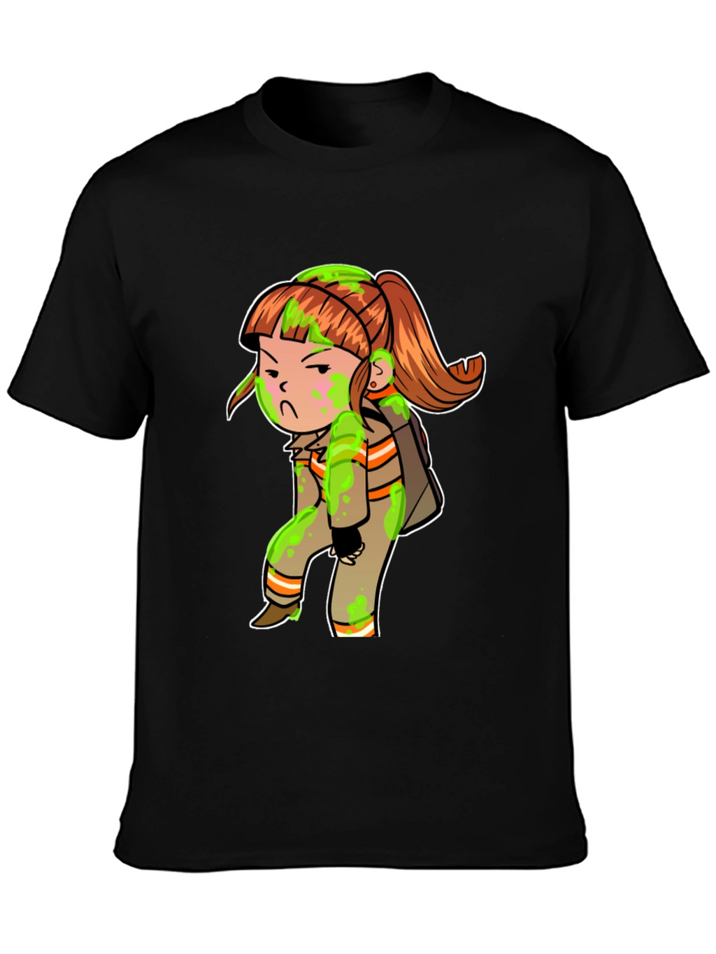 Cartoon Girl Black T-Shirt