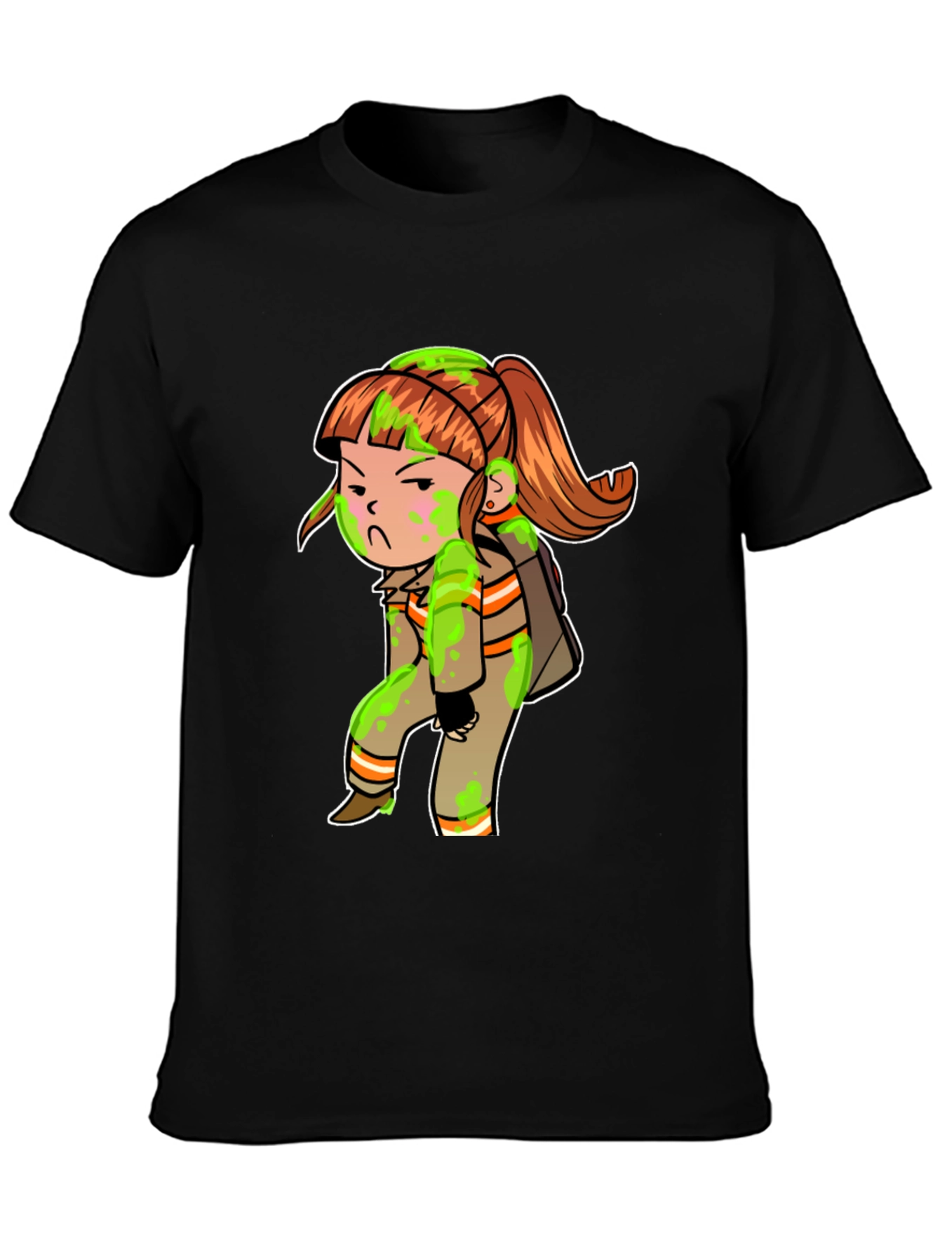 Cartoon Girl Black T-Shirt