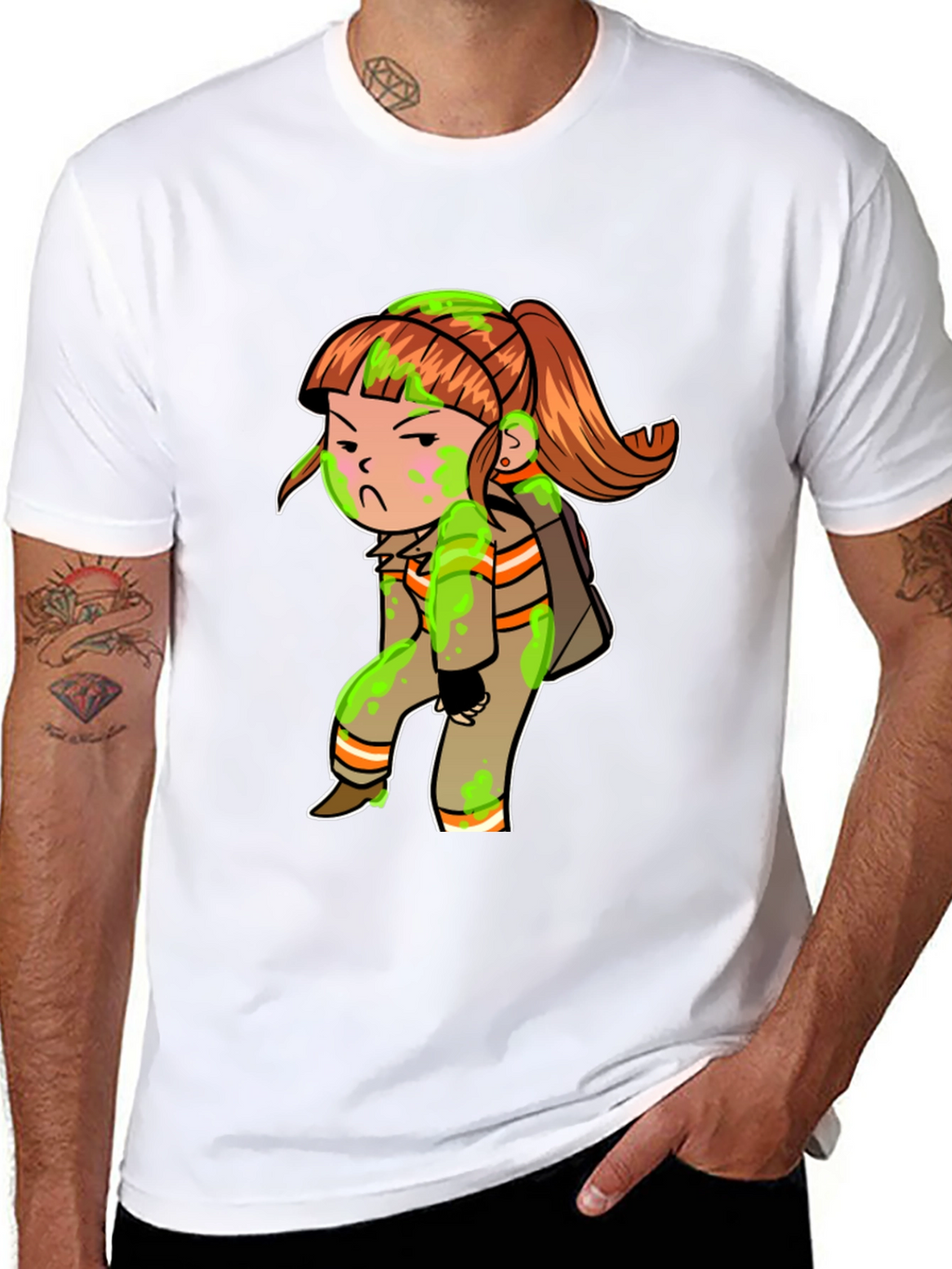 Cartoon Girl Black T-Shirt