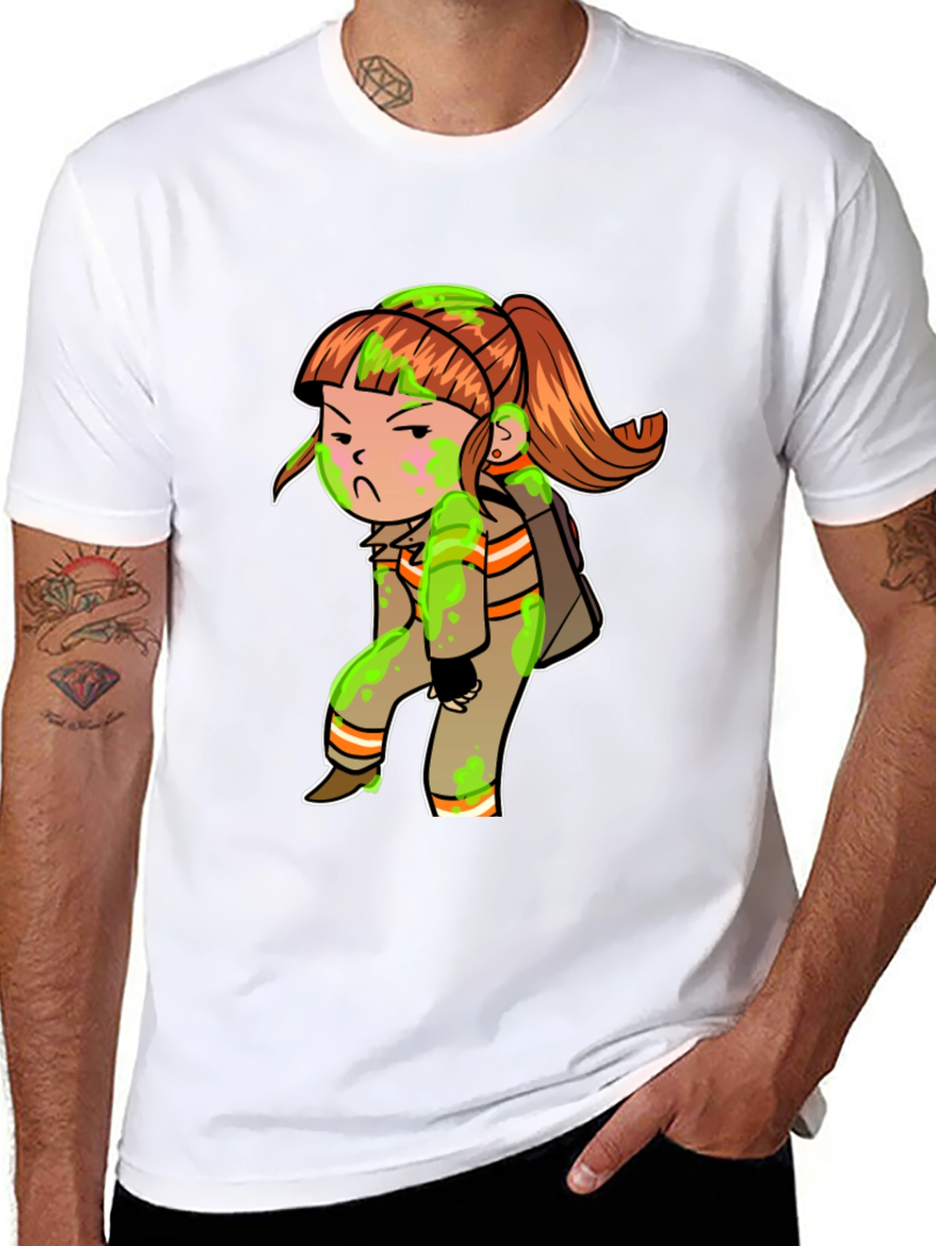 Cartoon Girl Black T-Shirt