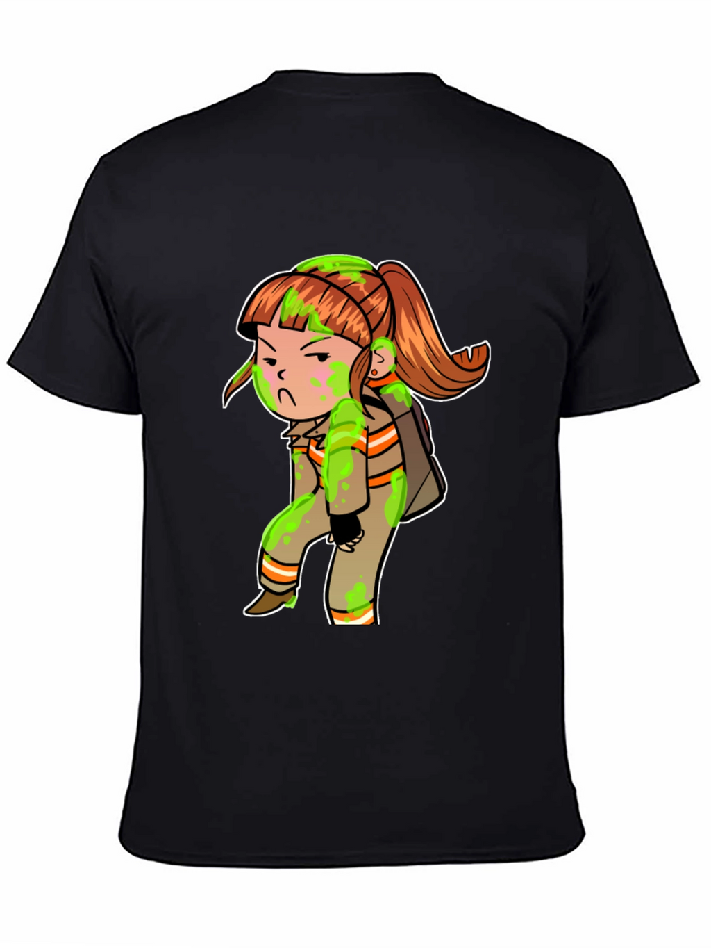 Cartoon Girl Black T-Shirt