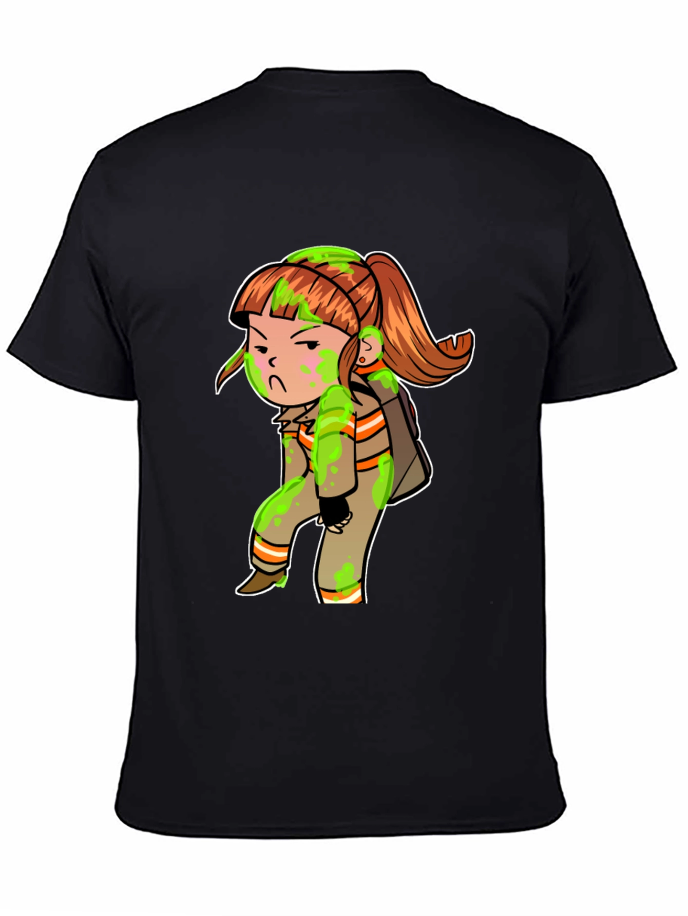 Cartoon Girl Black T-Shirt