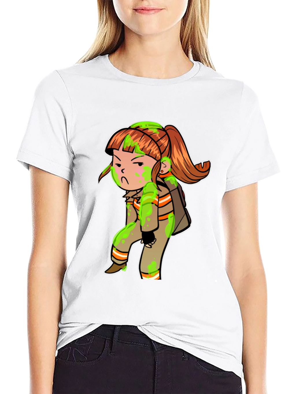 Cartoon Girl Black T-Shirt