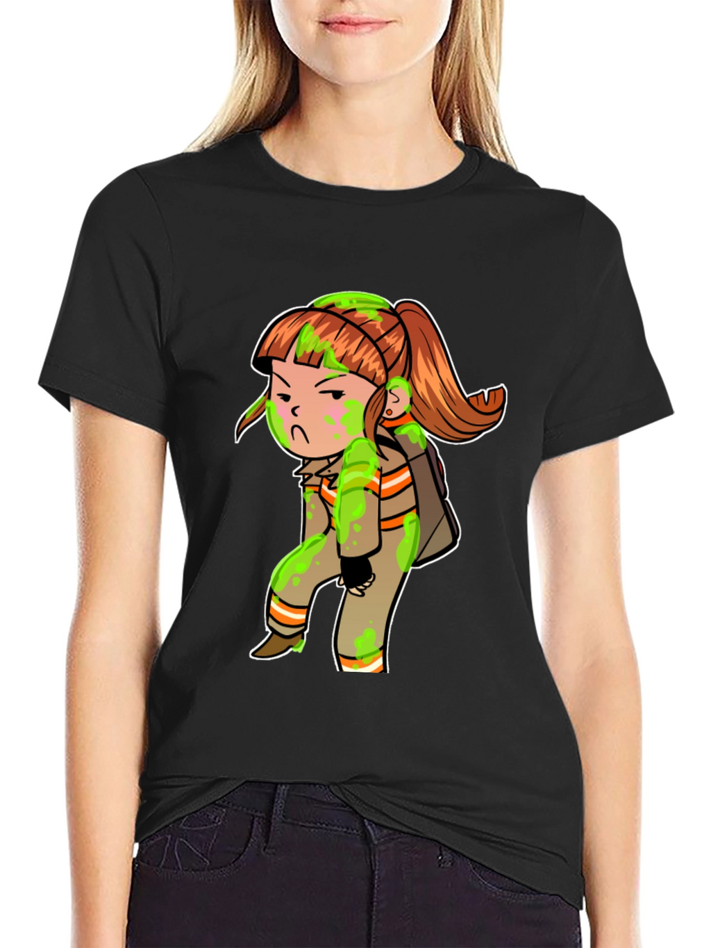 Cartoon Girl Black T-Shirt