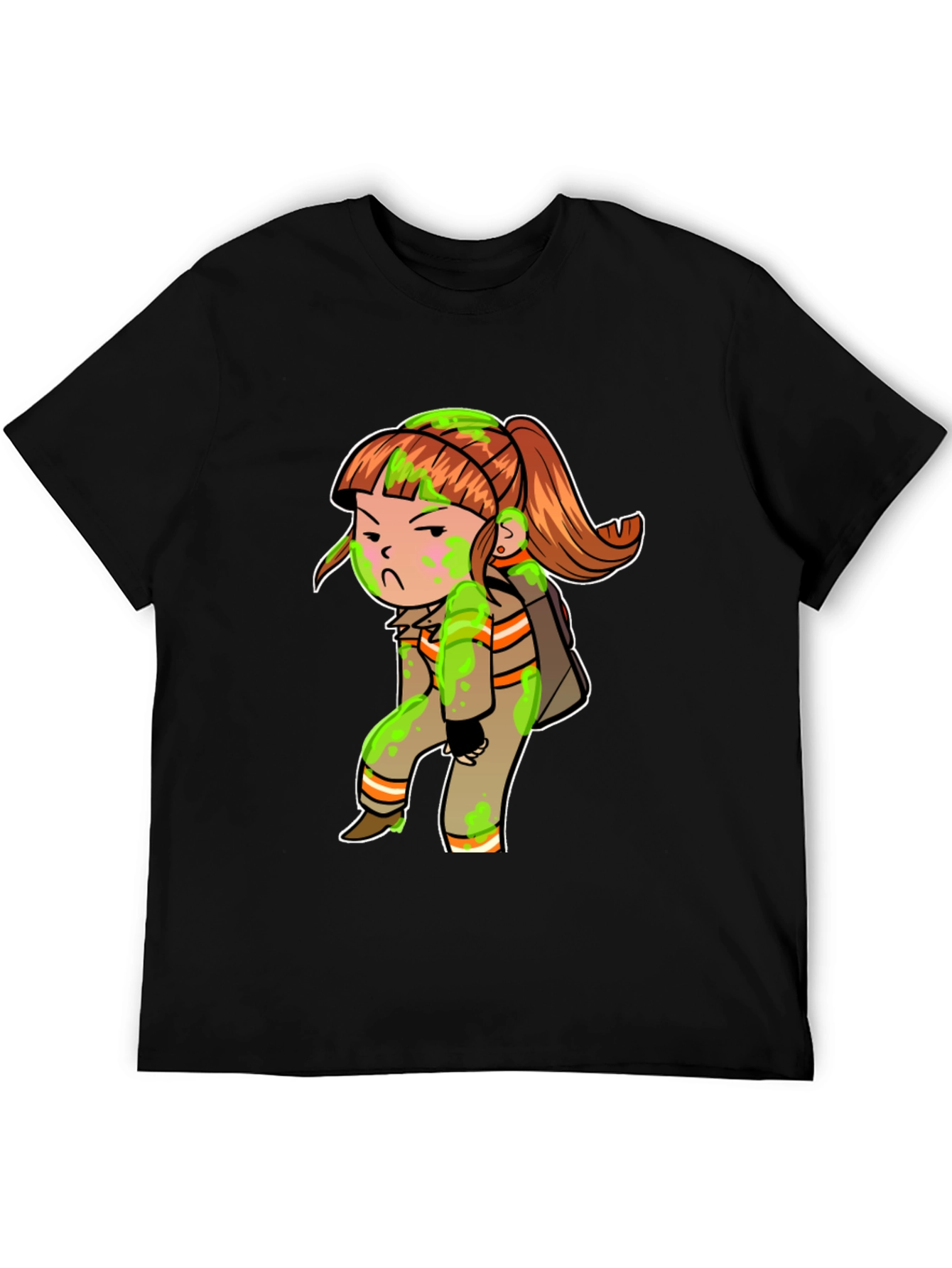 Cartoon Girl Black T-Shirt