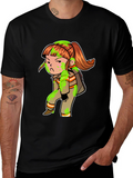Cartoon Girl Black T-Shirt