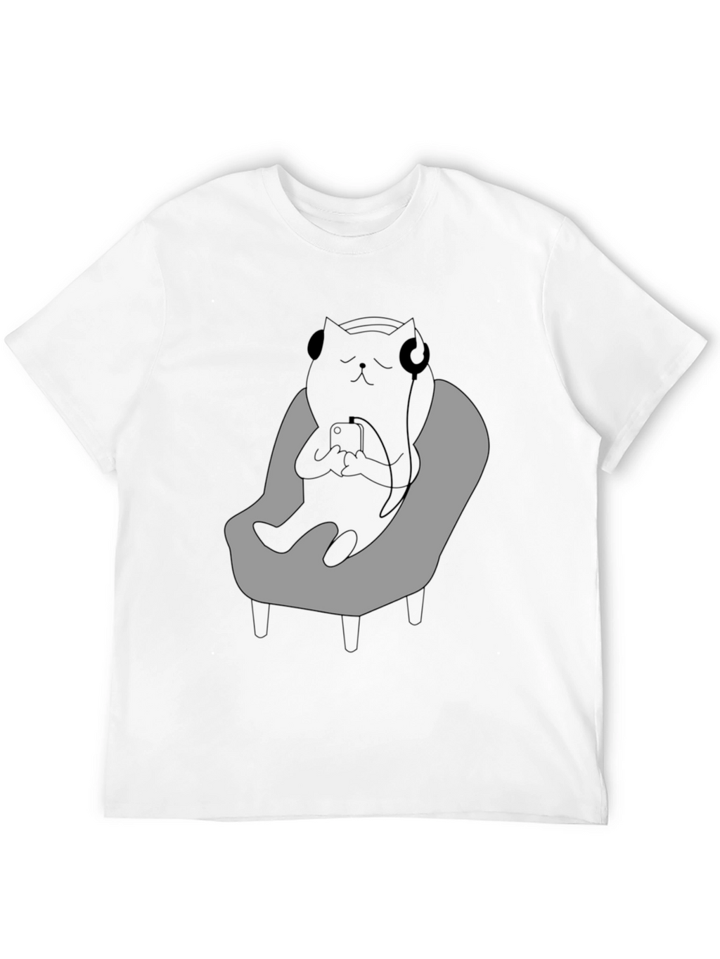 Chill Cat T-Shirt - Relaxed Black Cat with Headphones