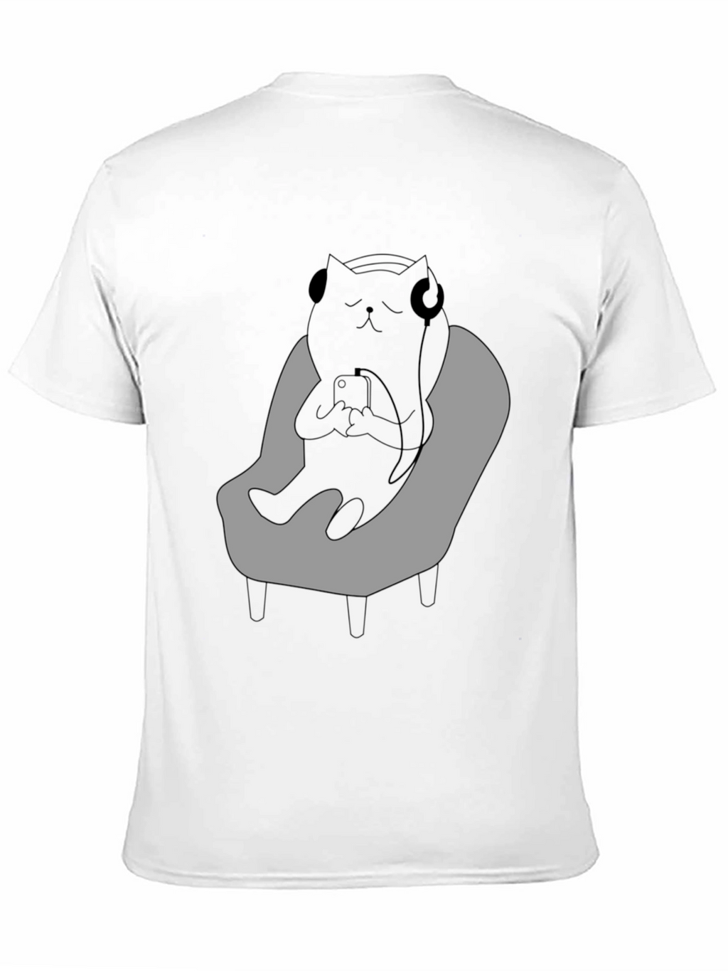 Chill Cat T-Shirt - Relaxed Black Cat with Headphones