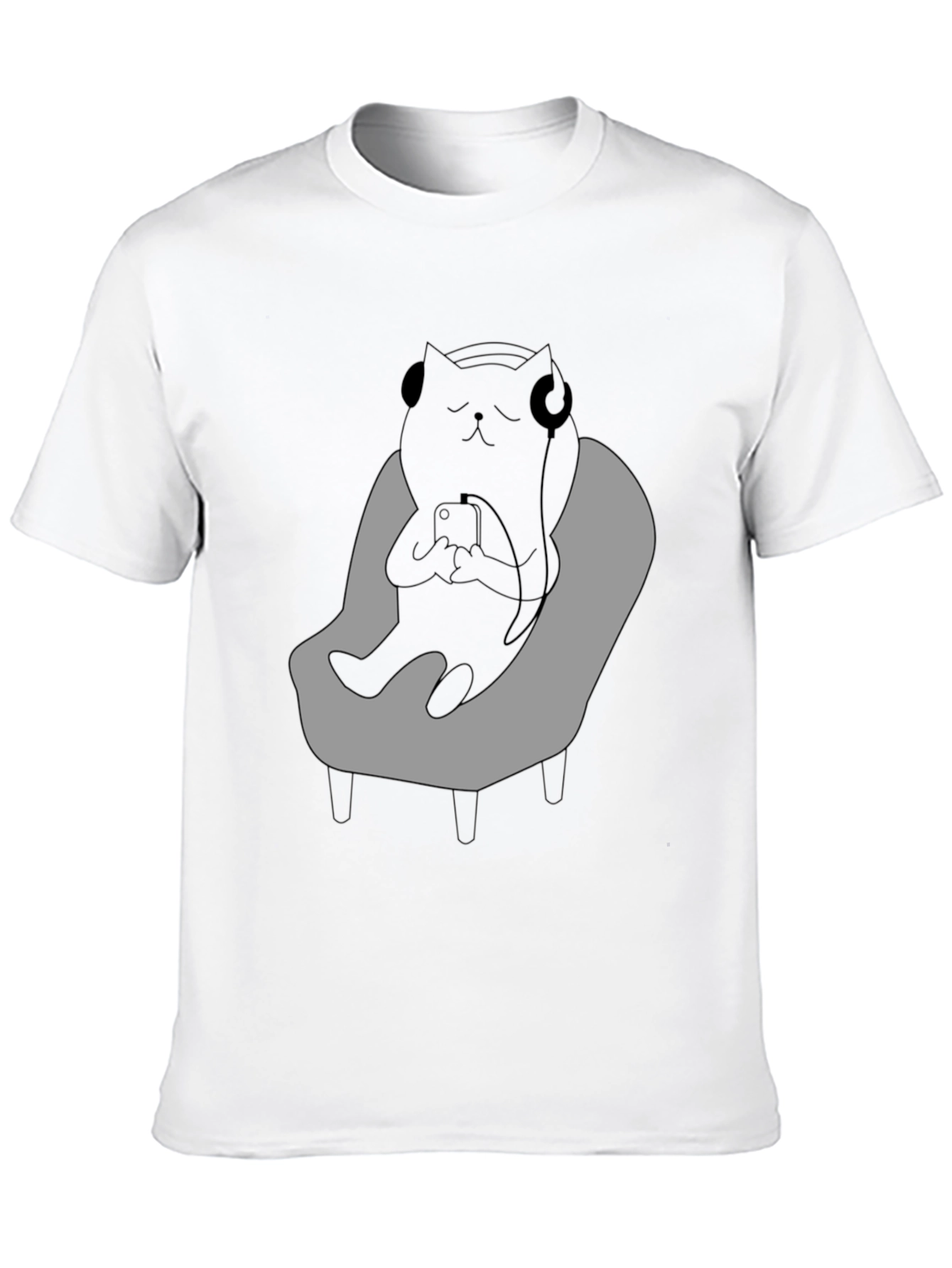 Chill Cat T-Shirt - Relaxed Black Cat with Headphones