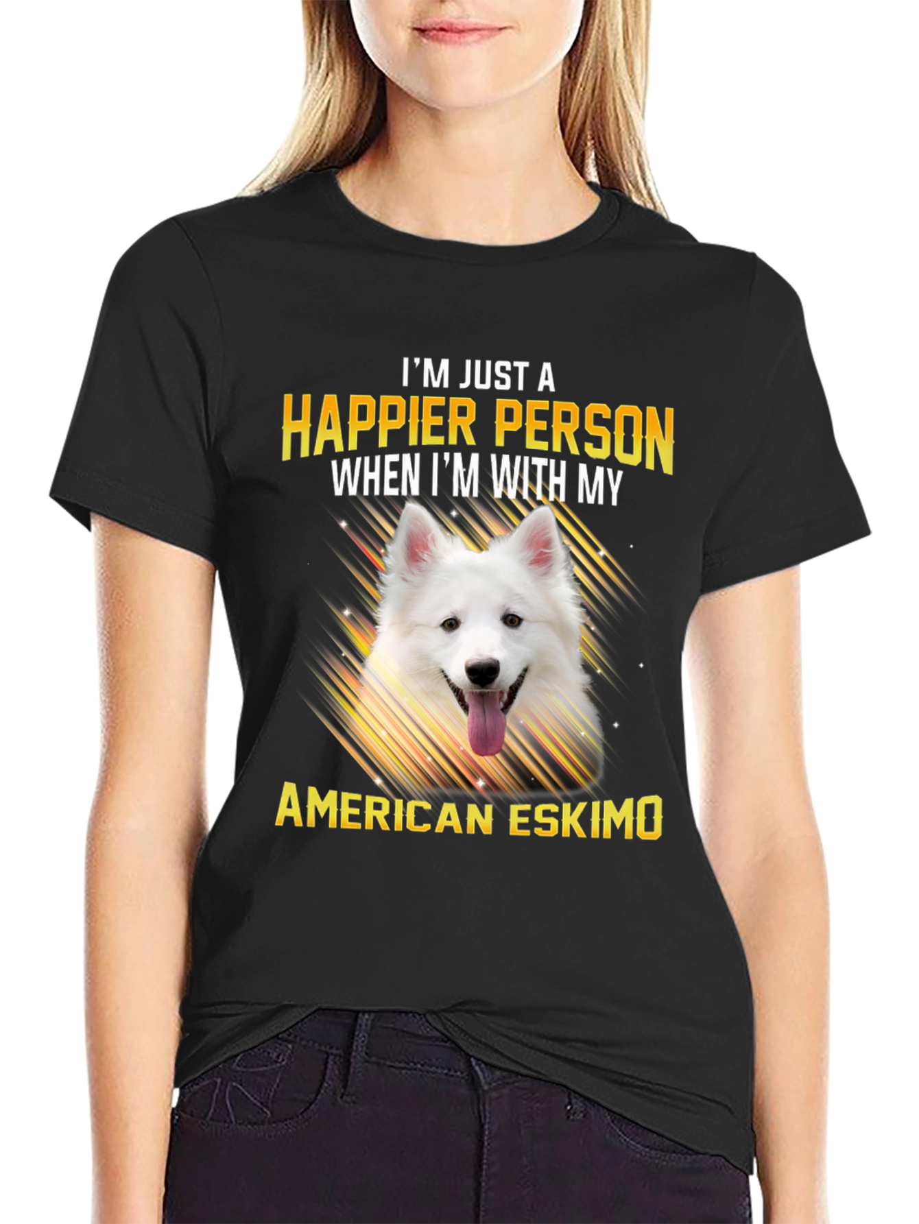 Happier With American Eskimo T-Shirt