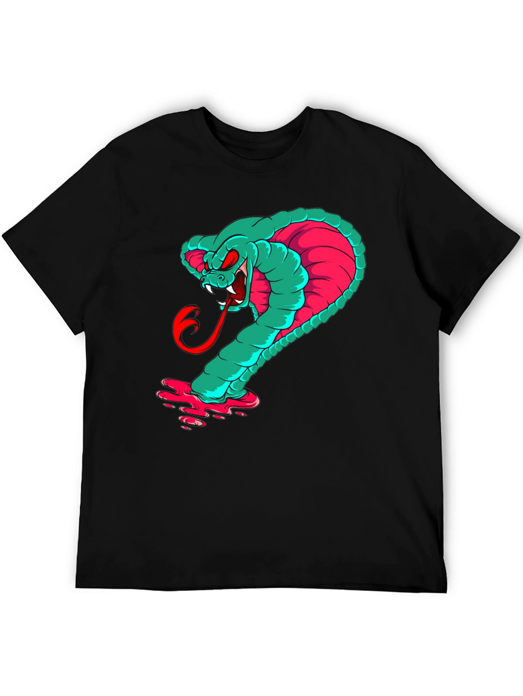 Mens Graphic Cobra T-Shirt - Teal & Pink Snake