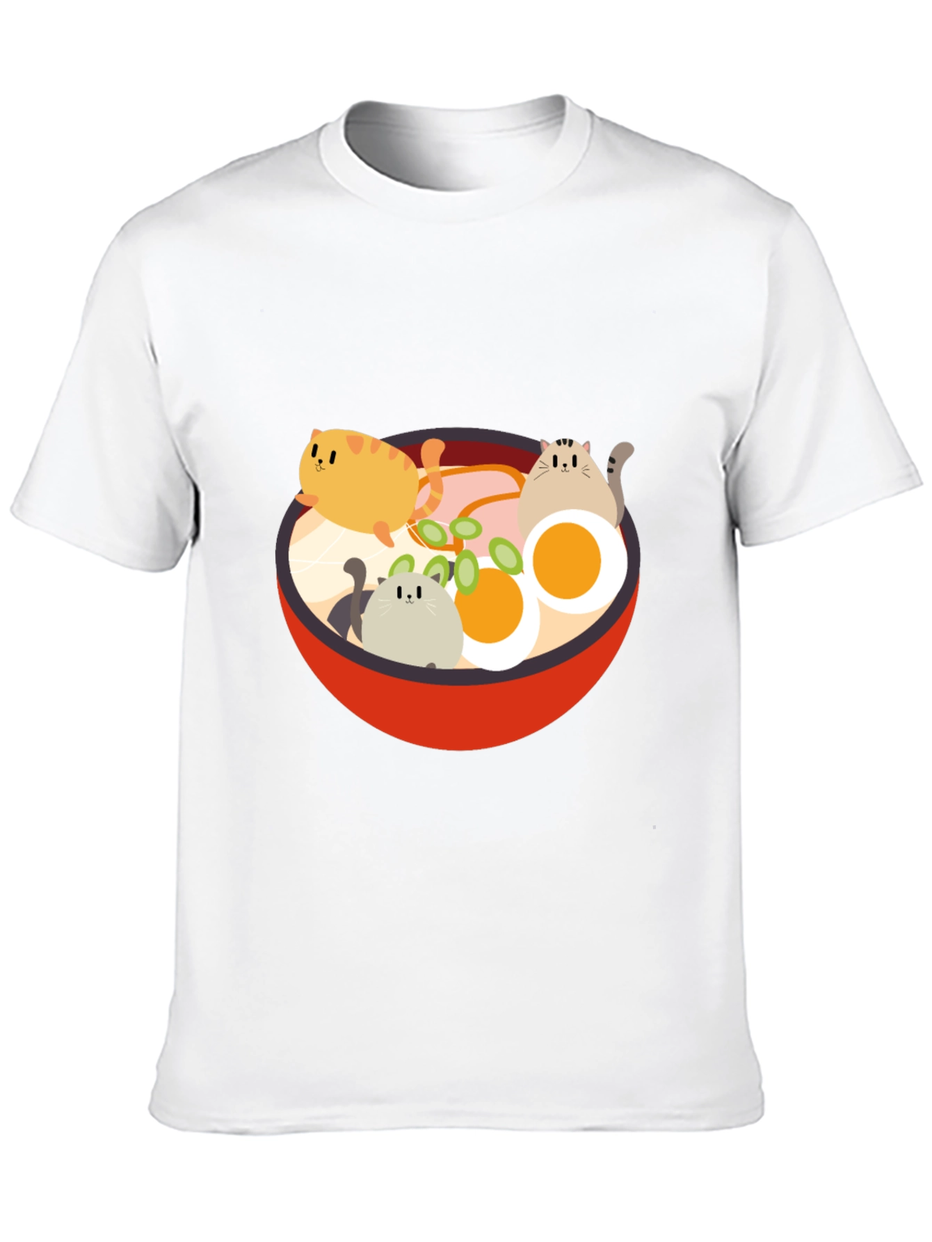 Cat Ramen T-Shirt - Kawaii Noodle Bowl Design