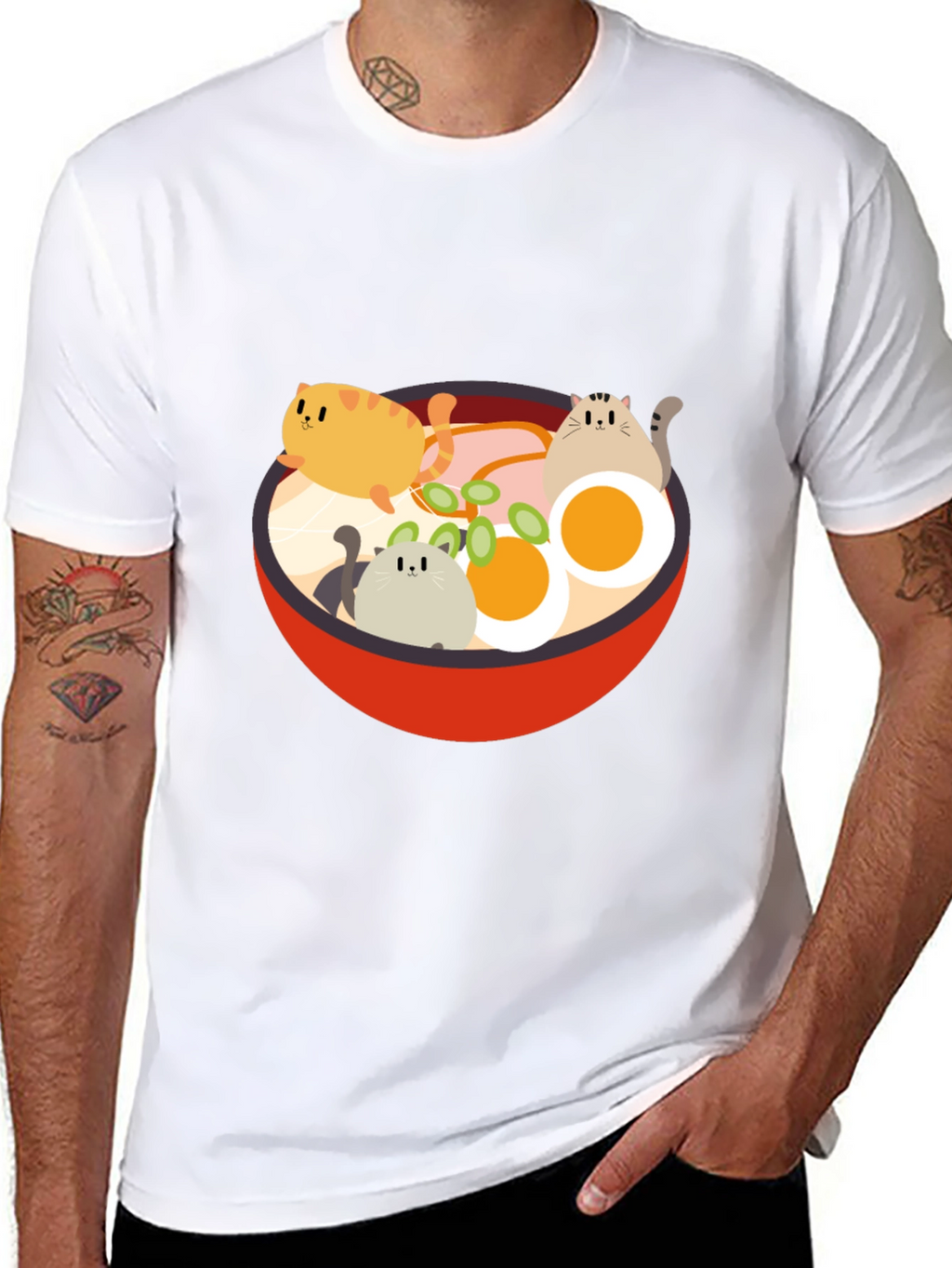Cat Ramen T-Shirt - Kawaii Noodle Bowl Design