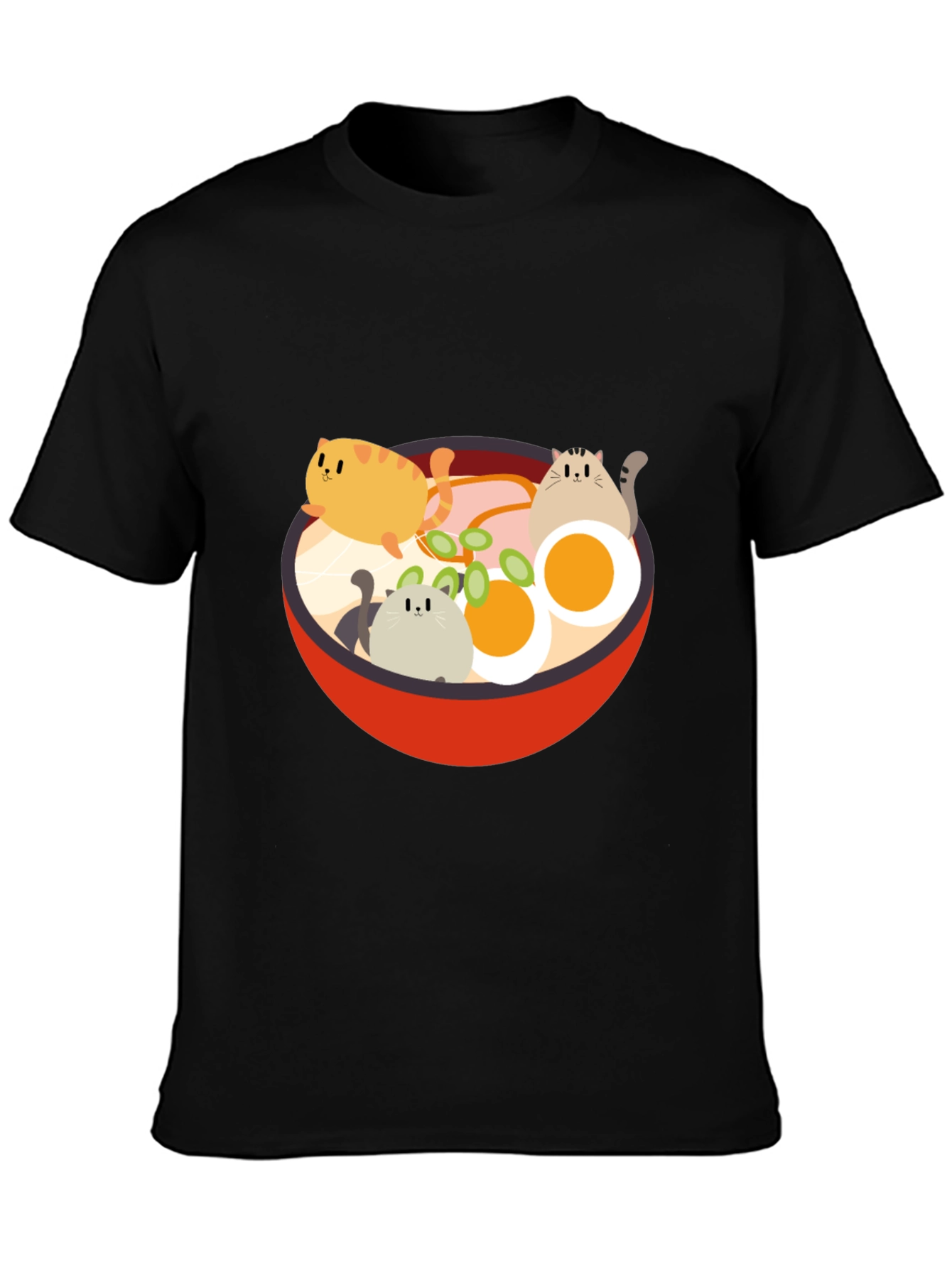 Cat Ramen T-Shirt - Kawaii Noodle Bowl Design