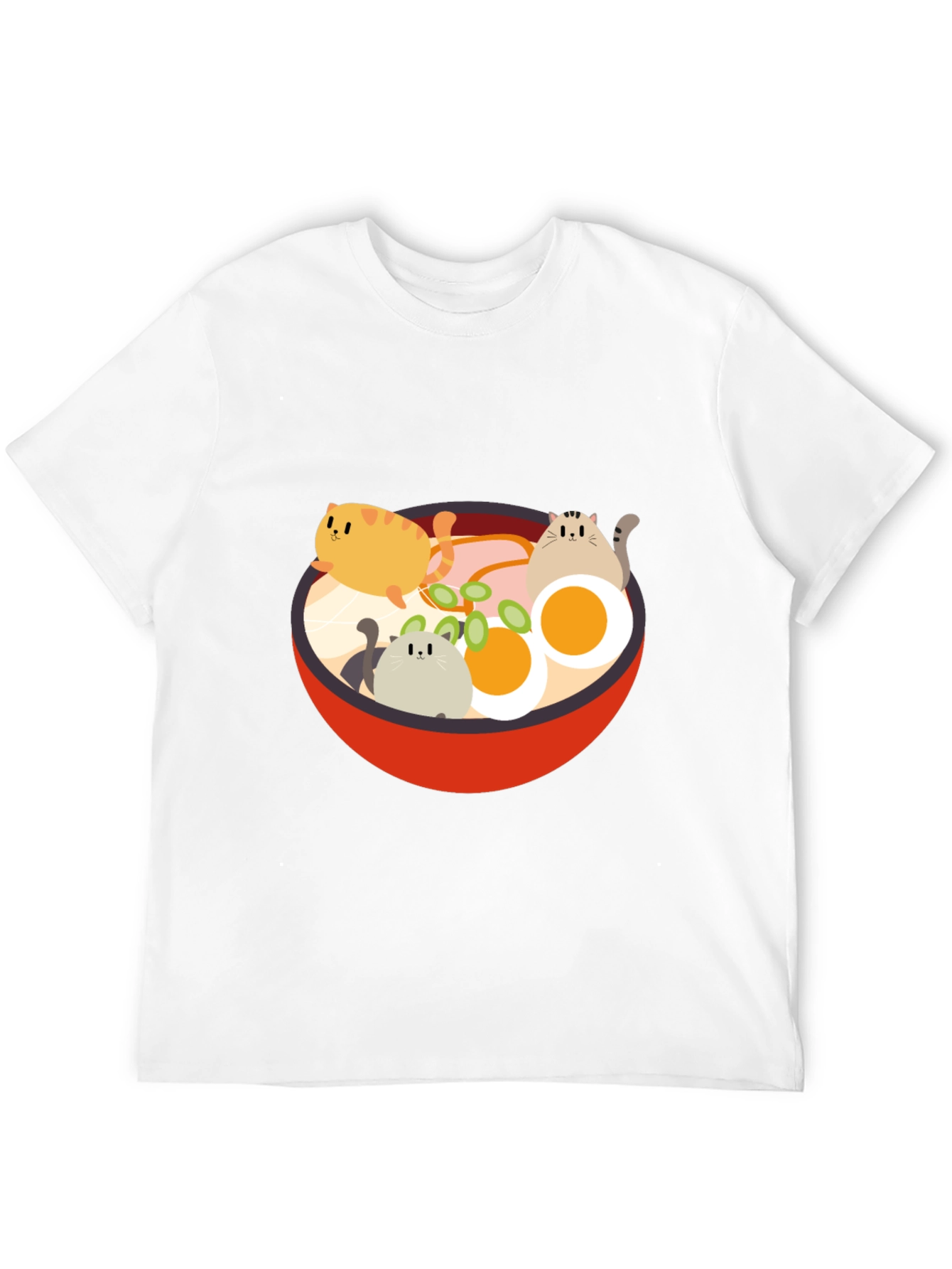 Cat Ramen T-Shirt - Kawaii Noodle Bowl Design