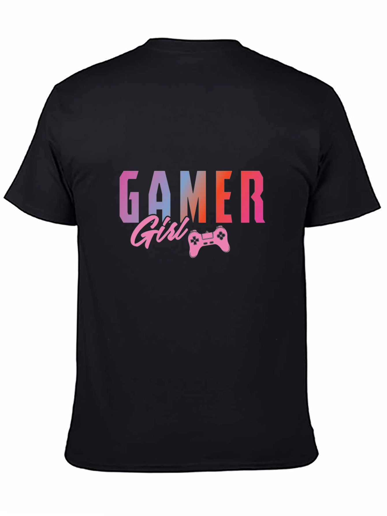 Gamer Girl Graphic Print Black T-Shirt