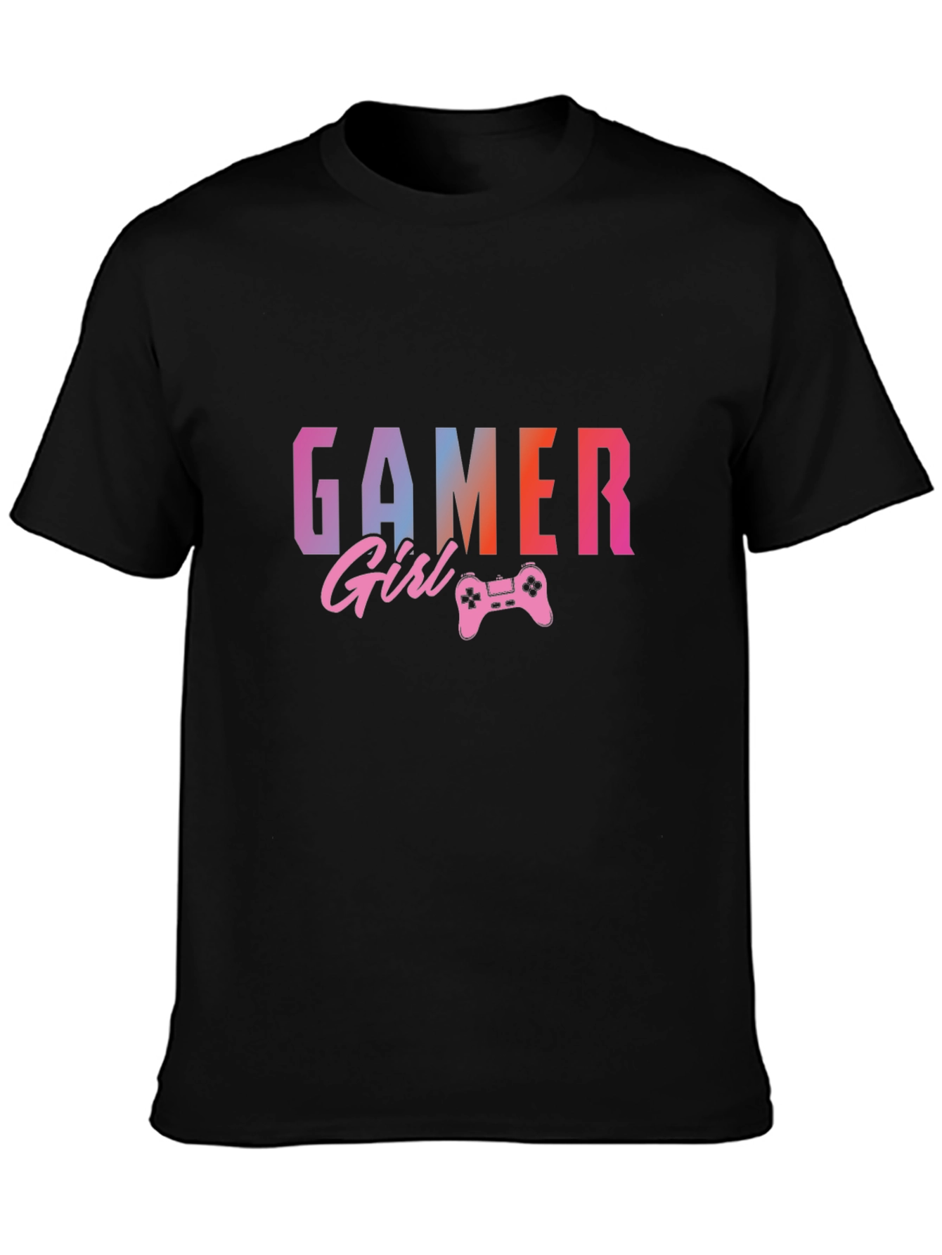 Gamer Girl Graphic Print Black T-Shirt