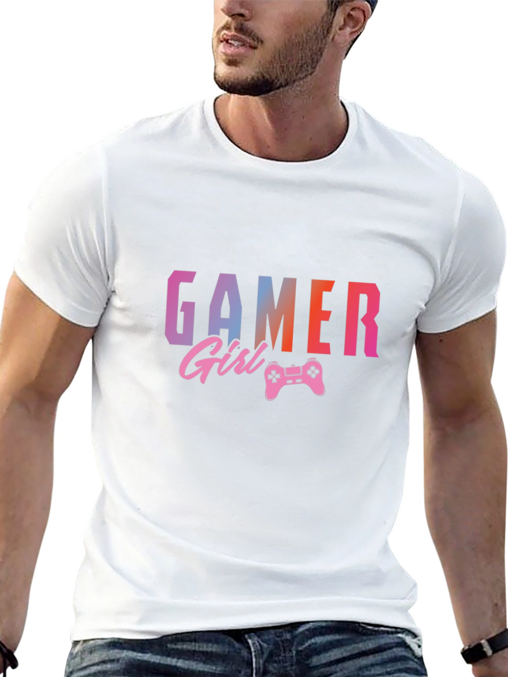 Gamer Girl Graphic Print Black T-Shirt