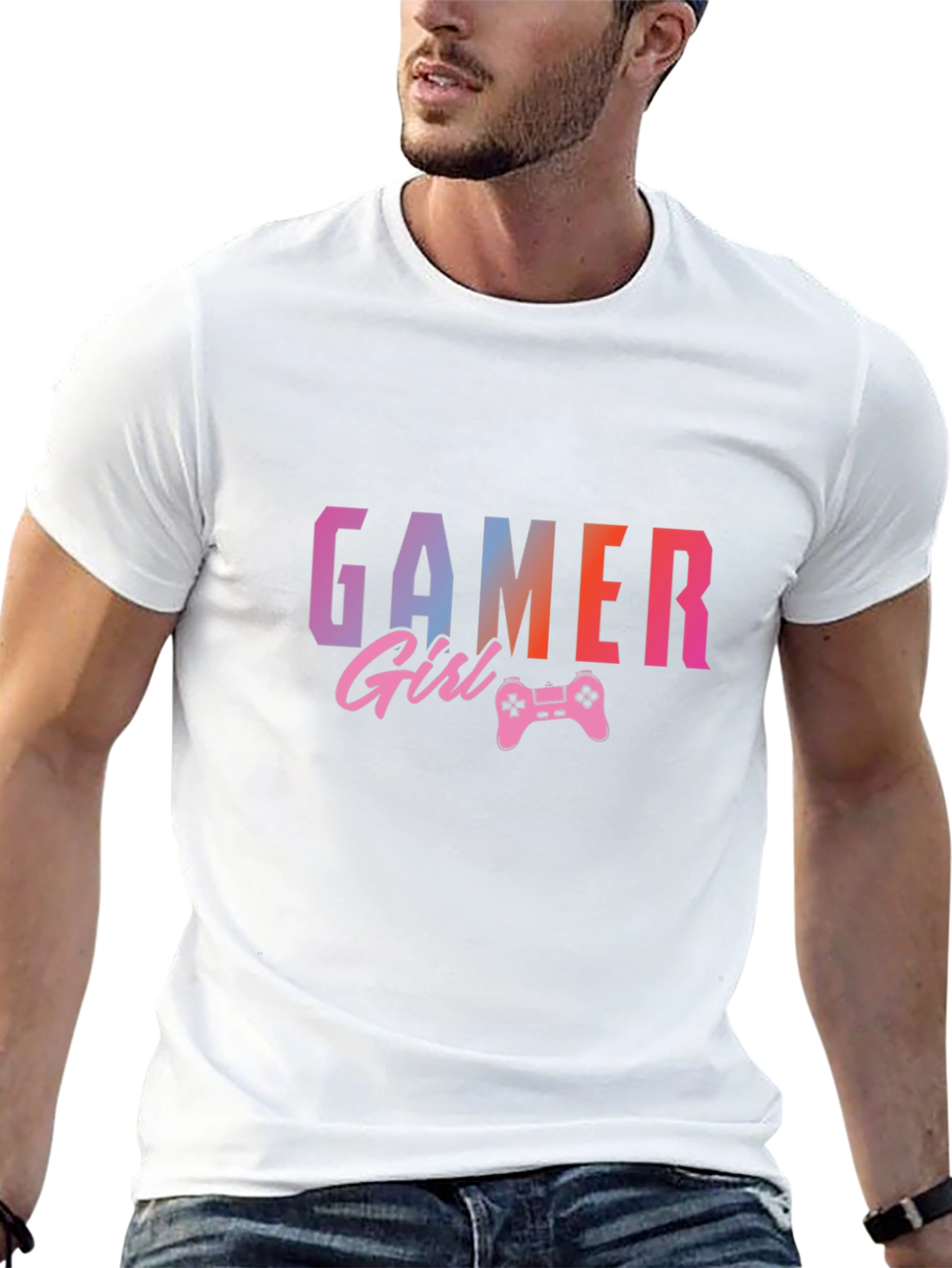 Gamer Girl Graphic Print Black T-Shirt