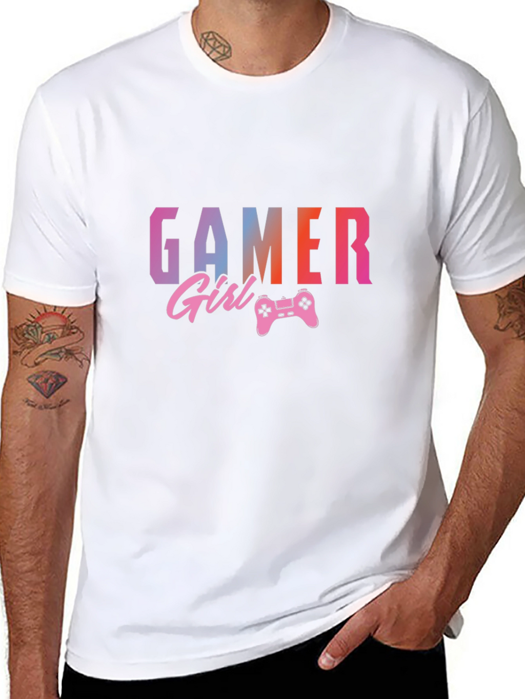 Gamer Girl Graphic Print Black T-Shirt