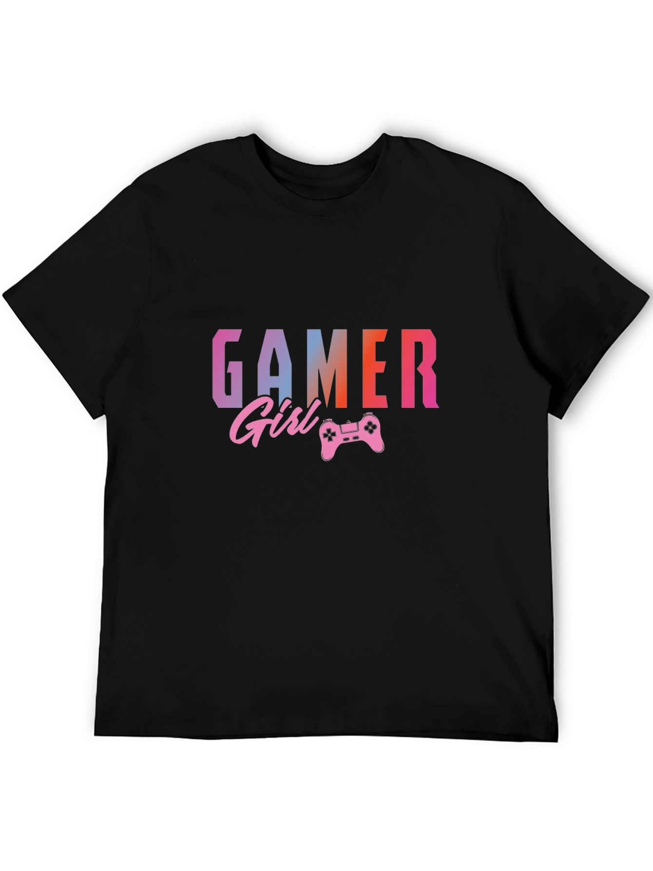 Gamer Girl Graphic Print Black T-Shirt