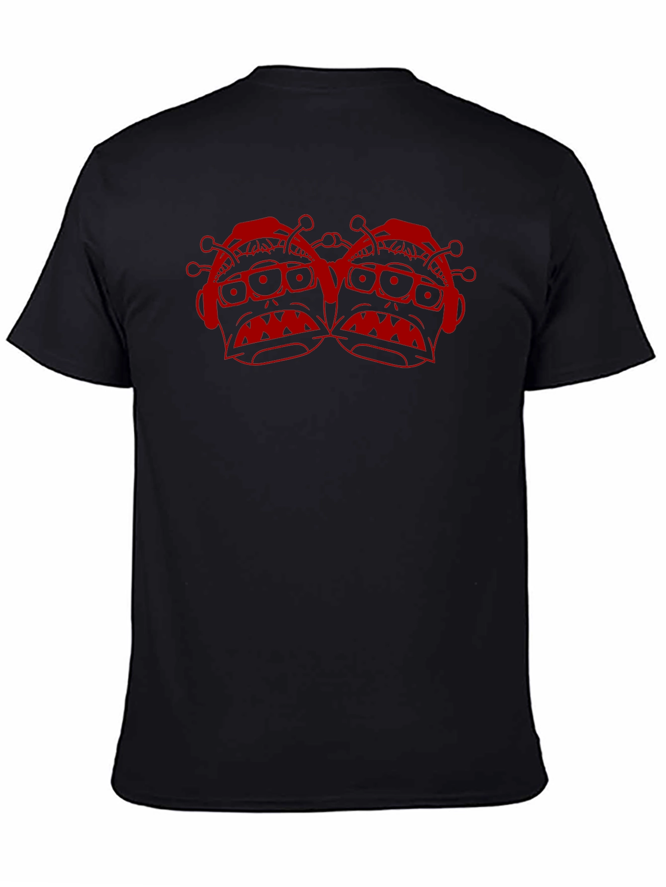 Black T-Shirt with Red Alien Graphic