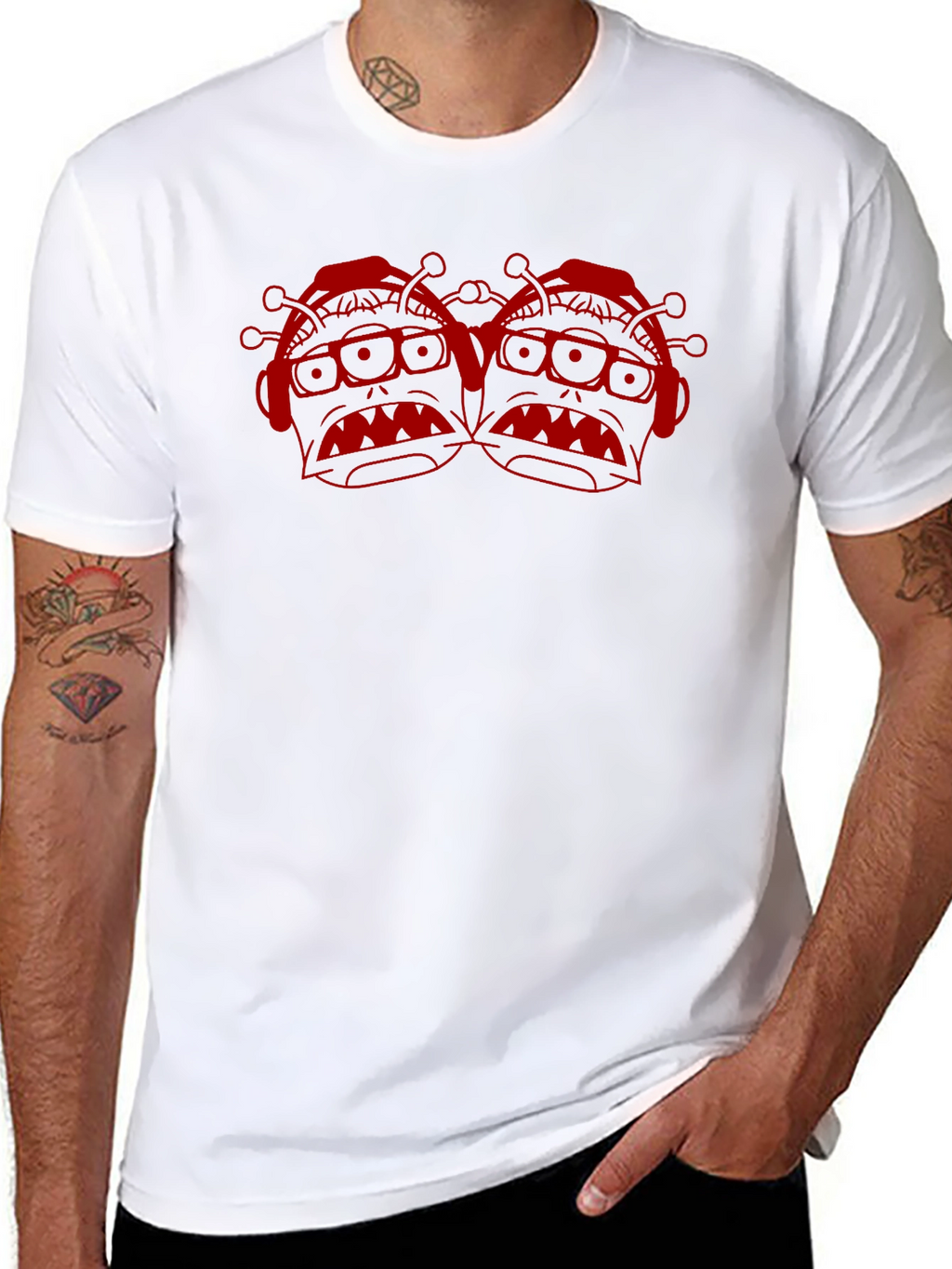 Black T-Shirt with Red Alien Graphic